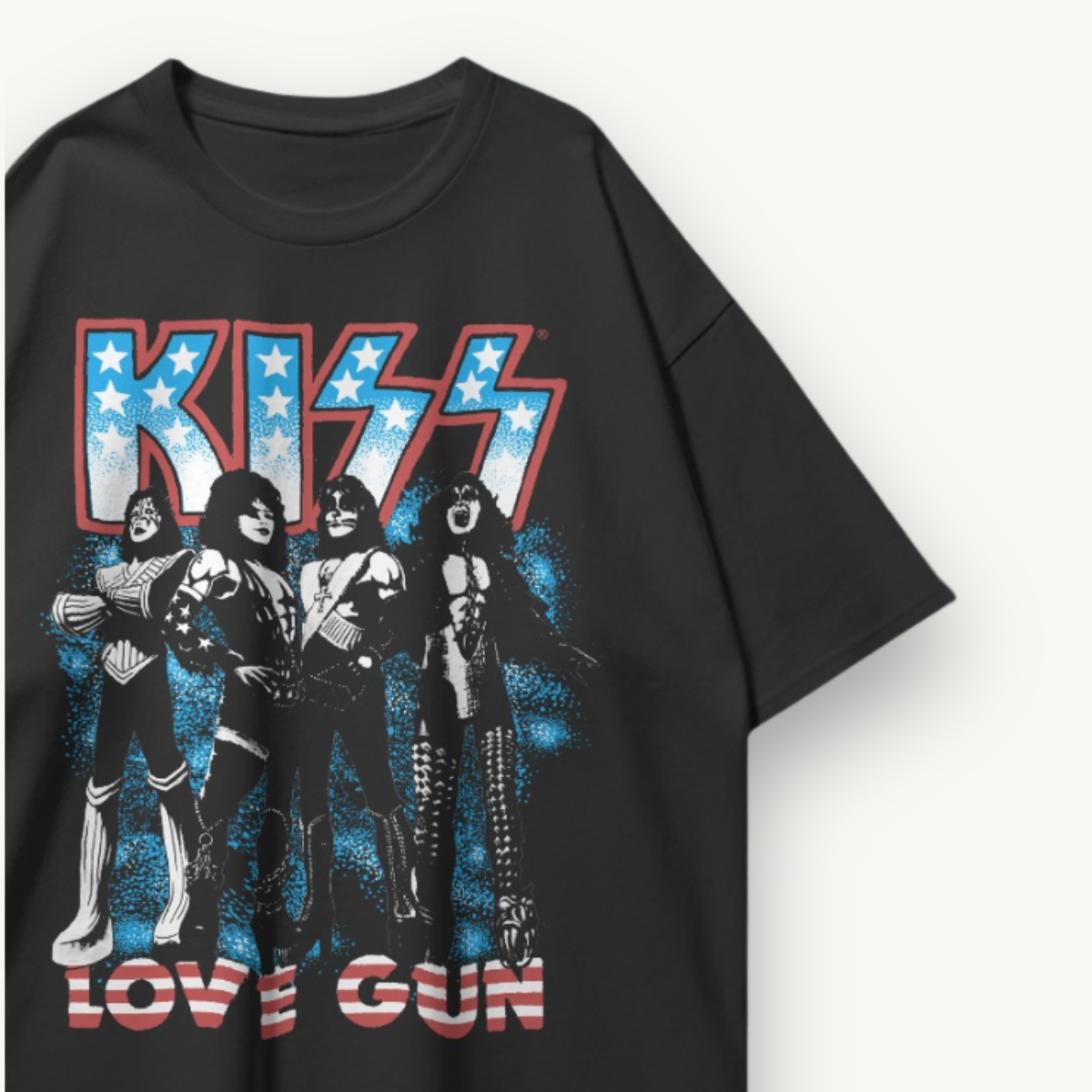 KISS Love Gun Stars Black Oversized Tee