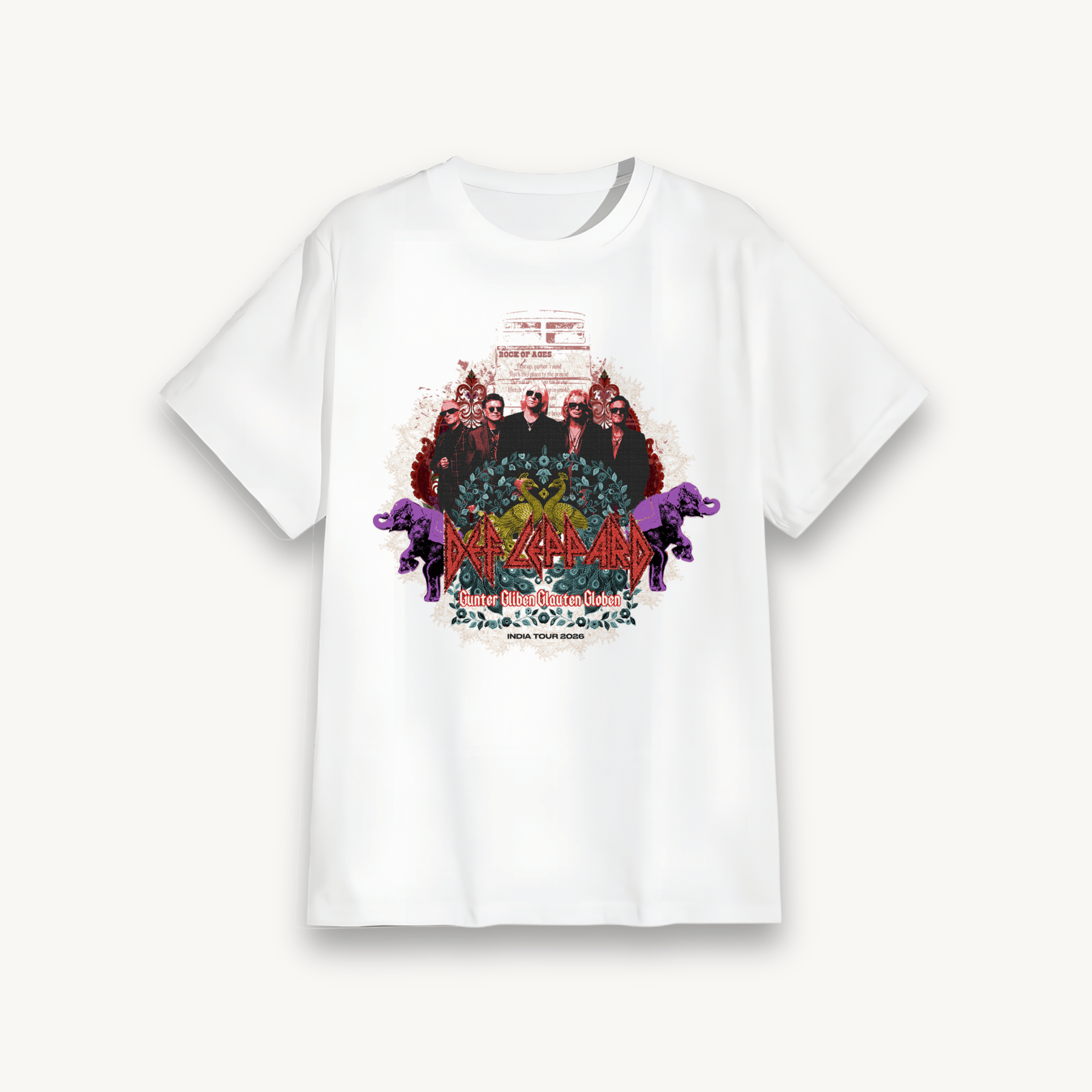 Def Leppard Heritage Graphic India Tour '26 White Regular Tee
