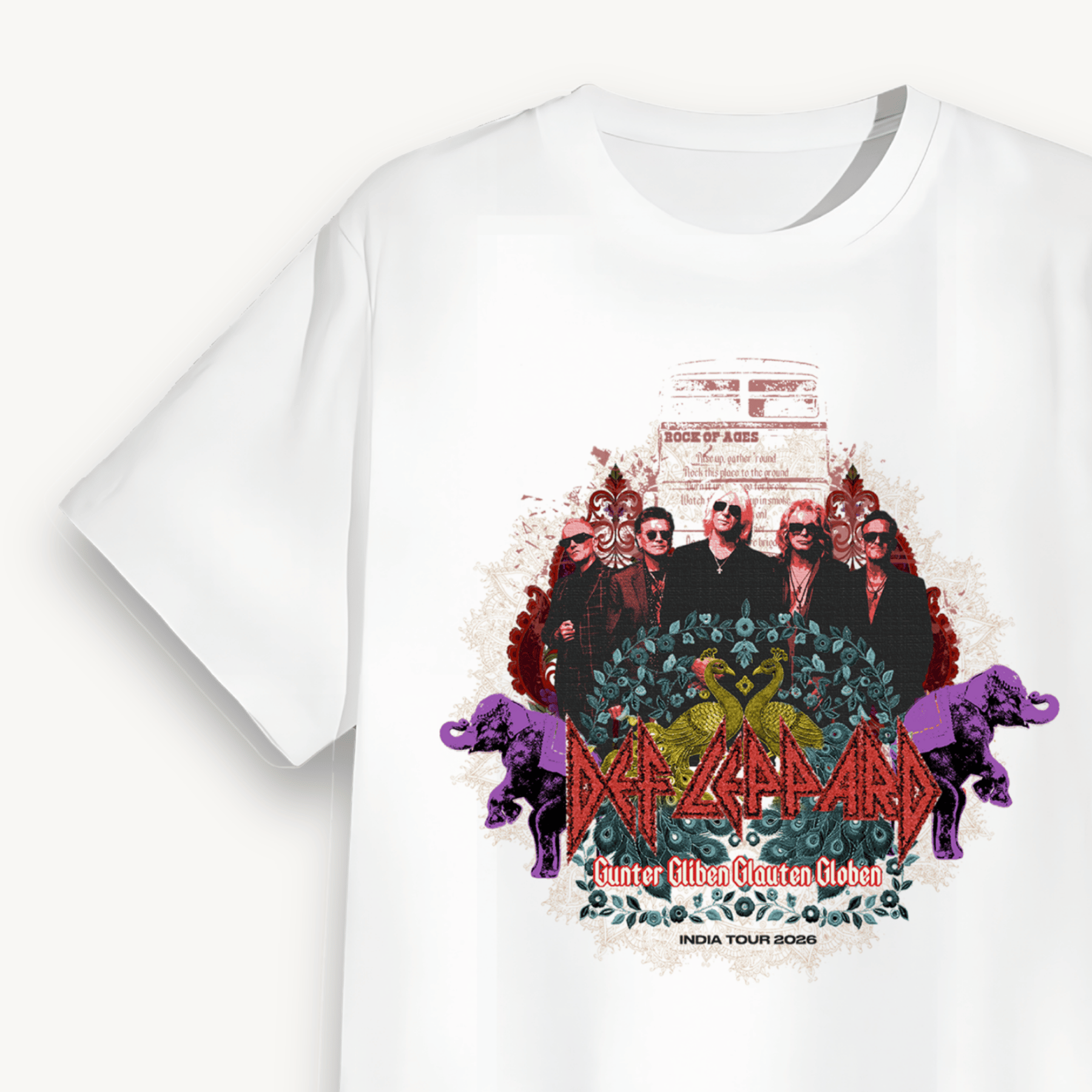 Def Leppard Heritage Graphic India Tour '26 White Regular Tee