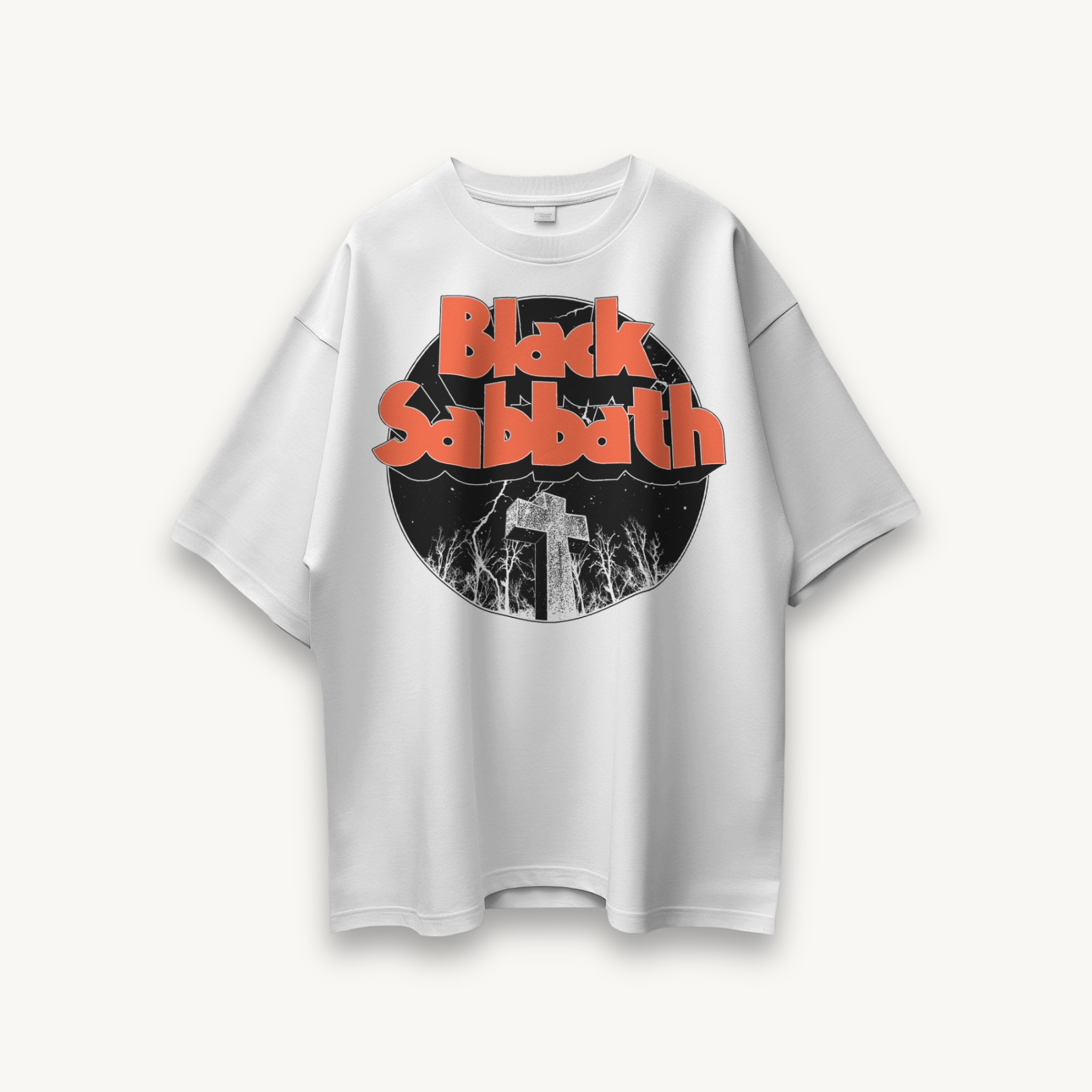 Black Sabbath Graveyard White Oversized Tee