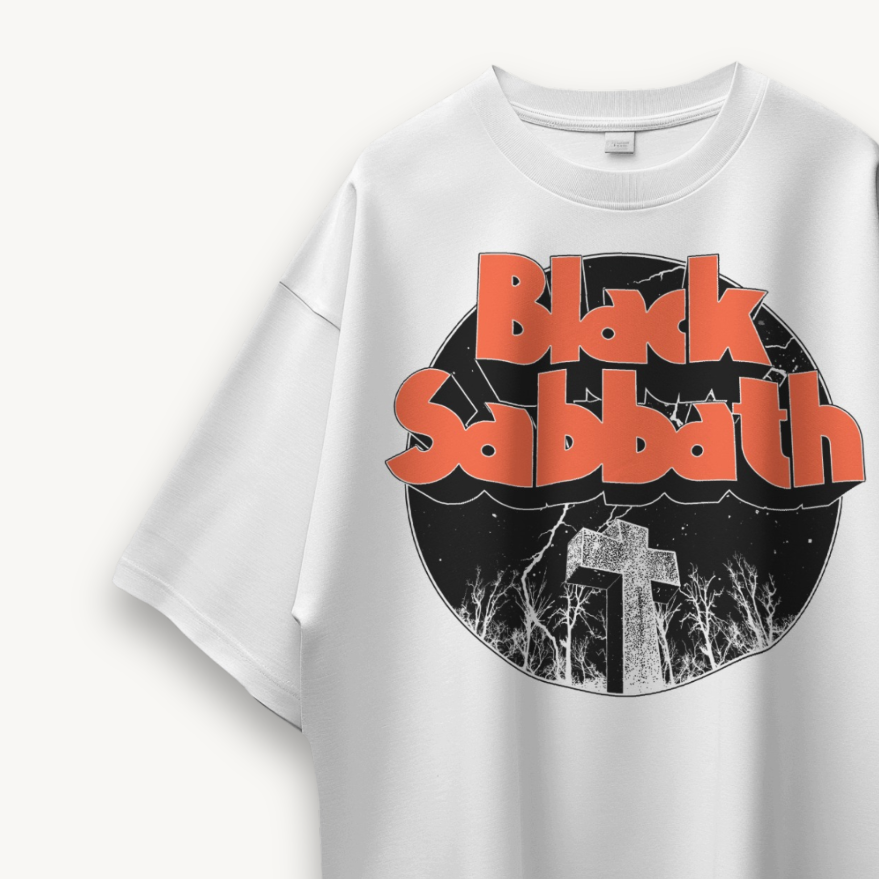 Black Sabbath Graveyard White Oversized Tee