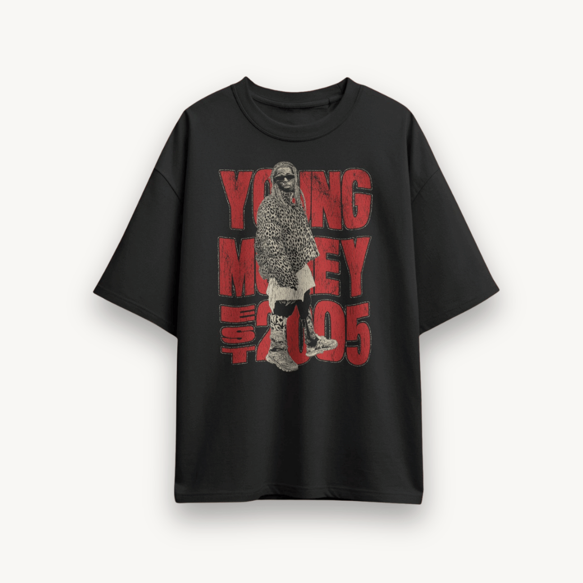 Lil Wayne Young Money Text Black Oversized Tee