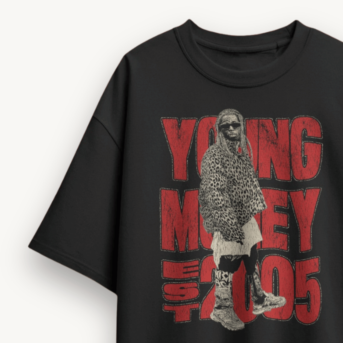 Lil Wayne Young Money Text Black Oversized Tee