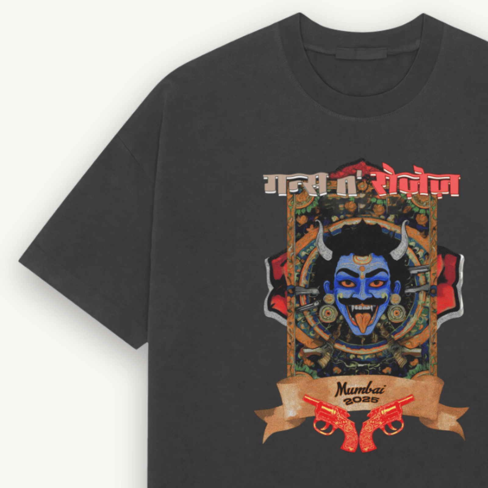 Guns N' Roses Mumbai '25 Mayhem Black Relaxed Tee