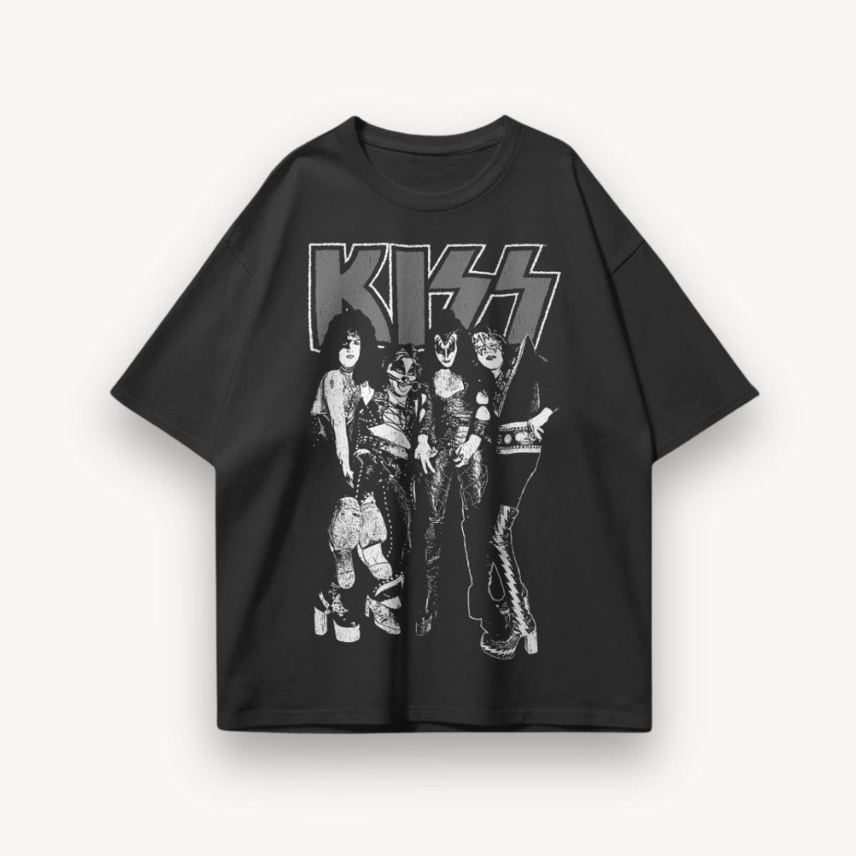 KISS Vintage Group Portrait Black Oversized Tee