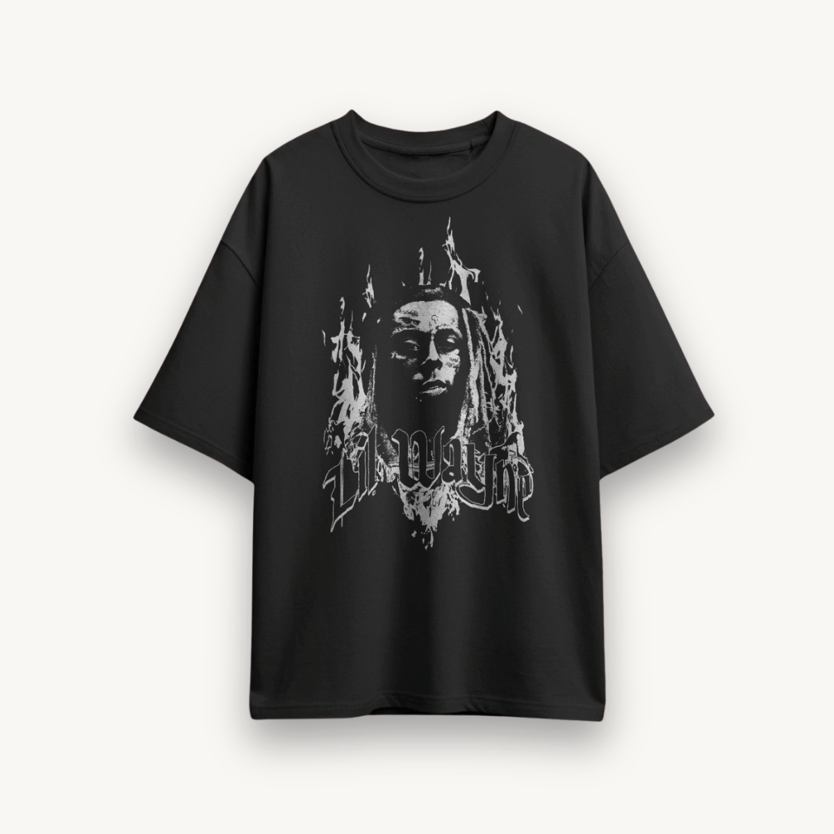 Lil Wayne Flame Carter Black Oversized Tee