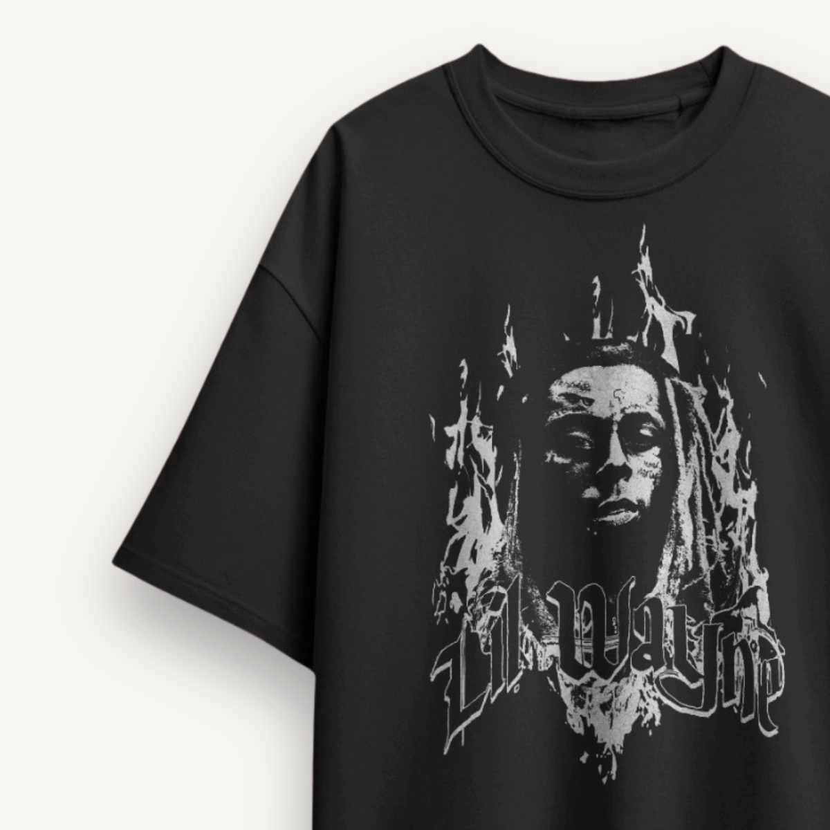 Lil Wayne Flame Carter Black Oversized Tee