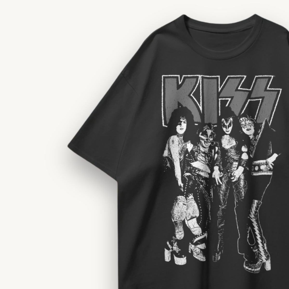 KISS Vintage Group Portrait Black Oversized Tee