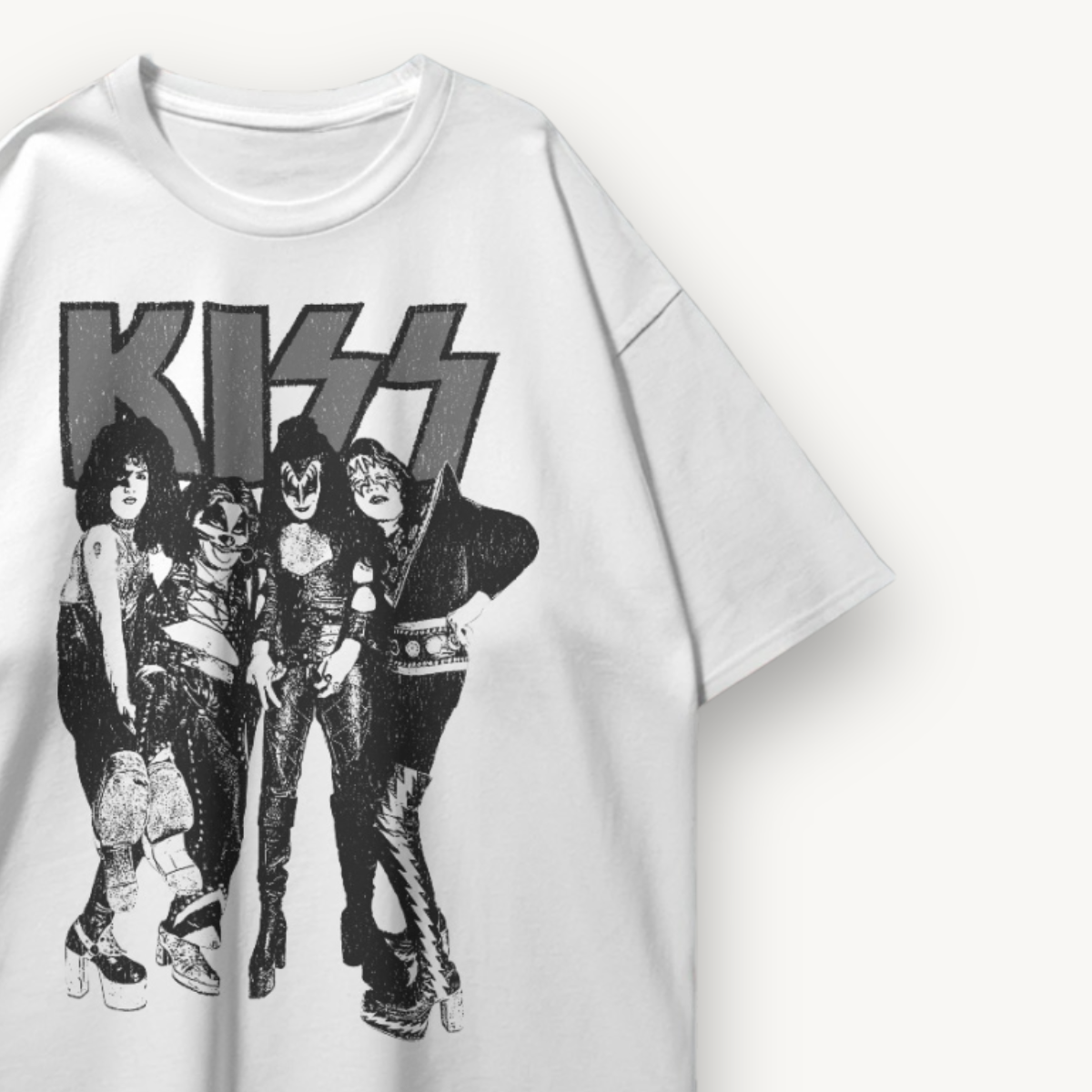 KISS Vintage Group Portrait White Oversized Tee