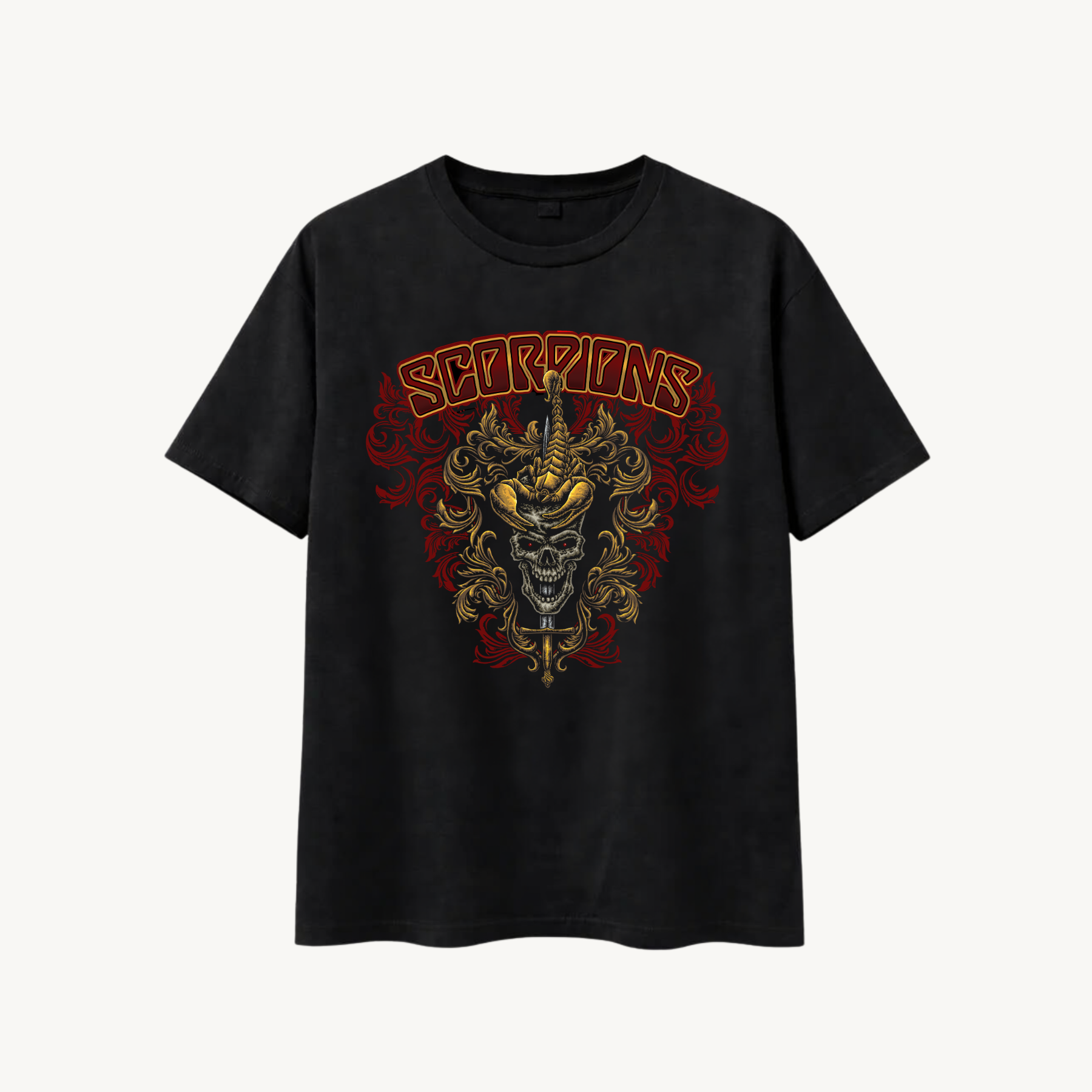 Scorpions Sting Skull Black Relaxed Tee