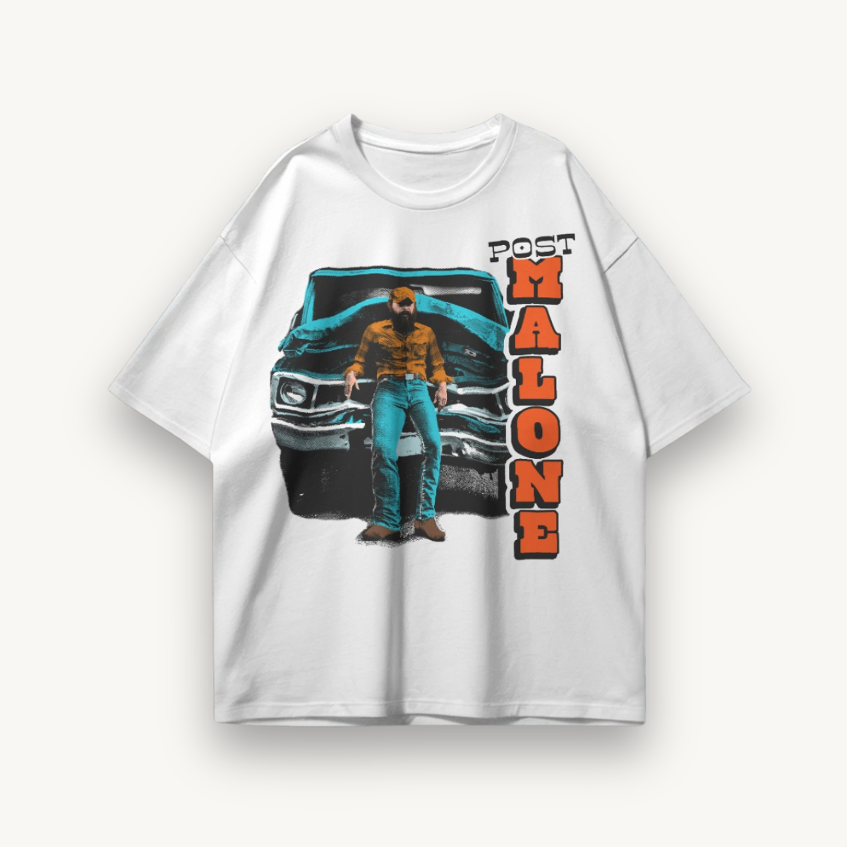 Post Malone Country Truck White Oversized Tee