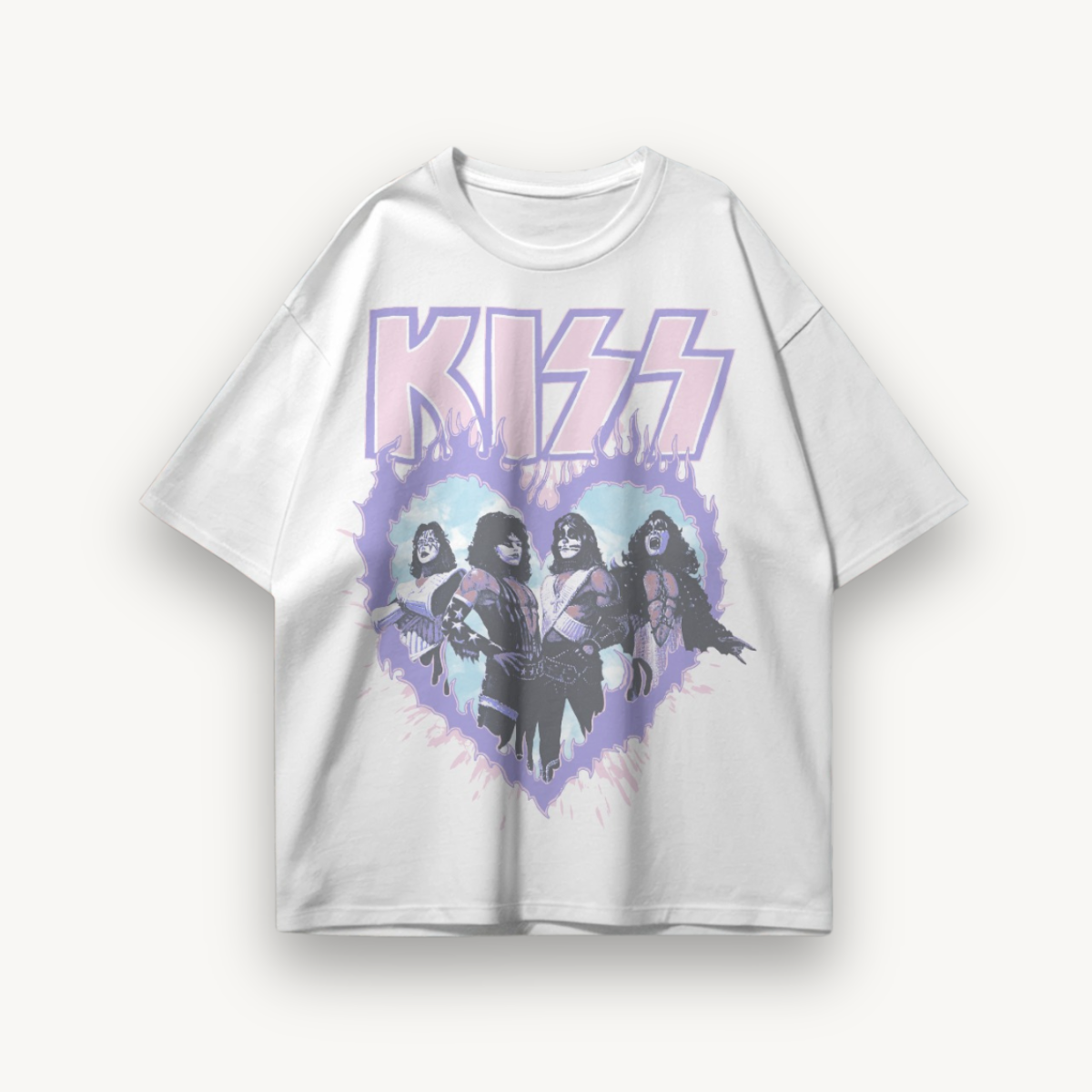 KISS Love Gun Heart White Oversized Tee