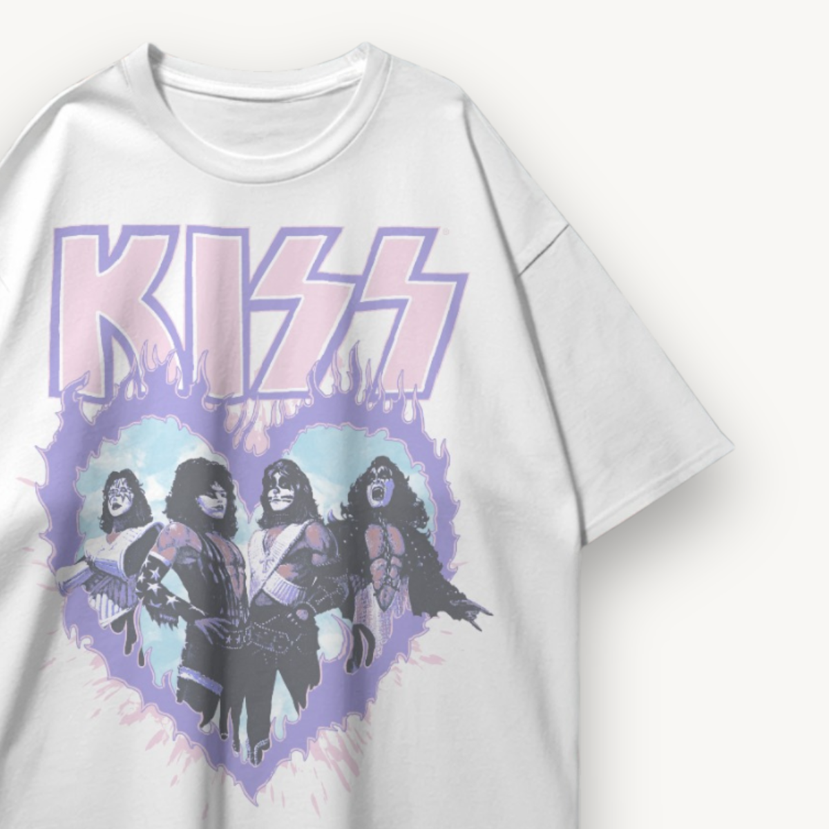 KISS Love Gun Heart White Oversized Tee
