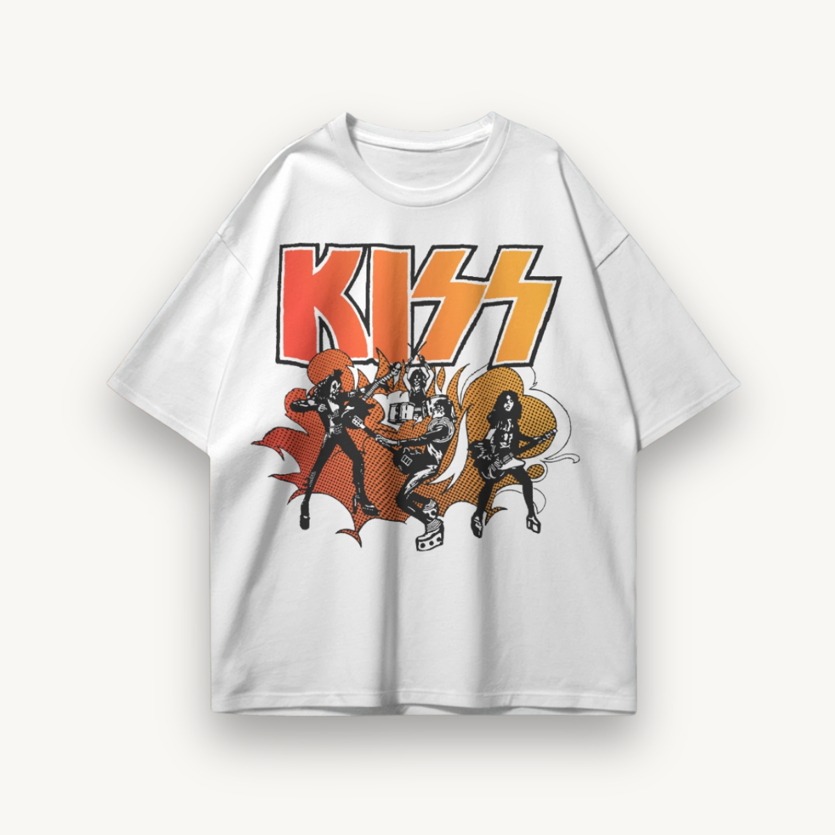 KISS Hotter Than Hell White Oversized Tee