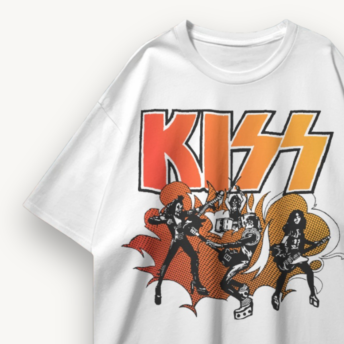 KISS Hotter Than Hell White Oversized Tee