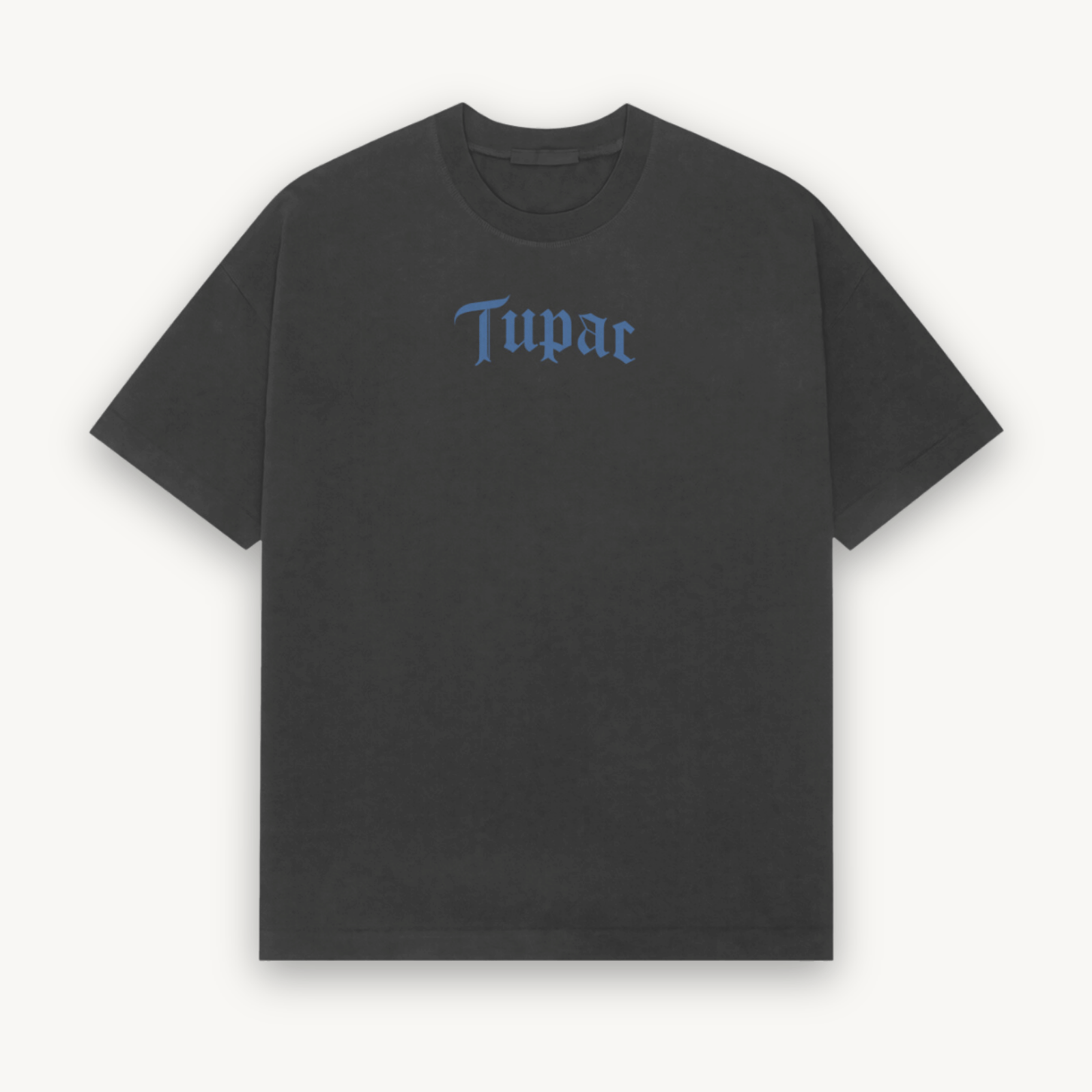 2Pac Text Logo Black Relaxed Tee
