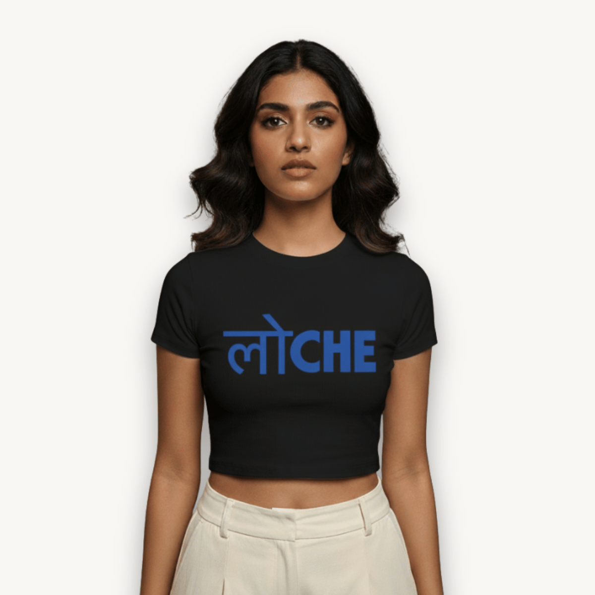 LOCHE Black Crop Top