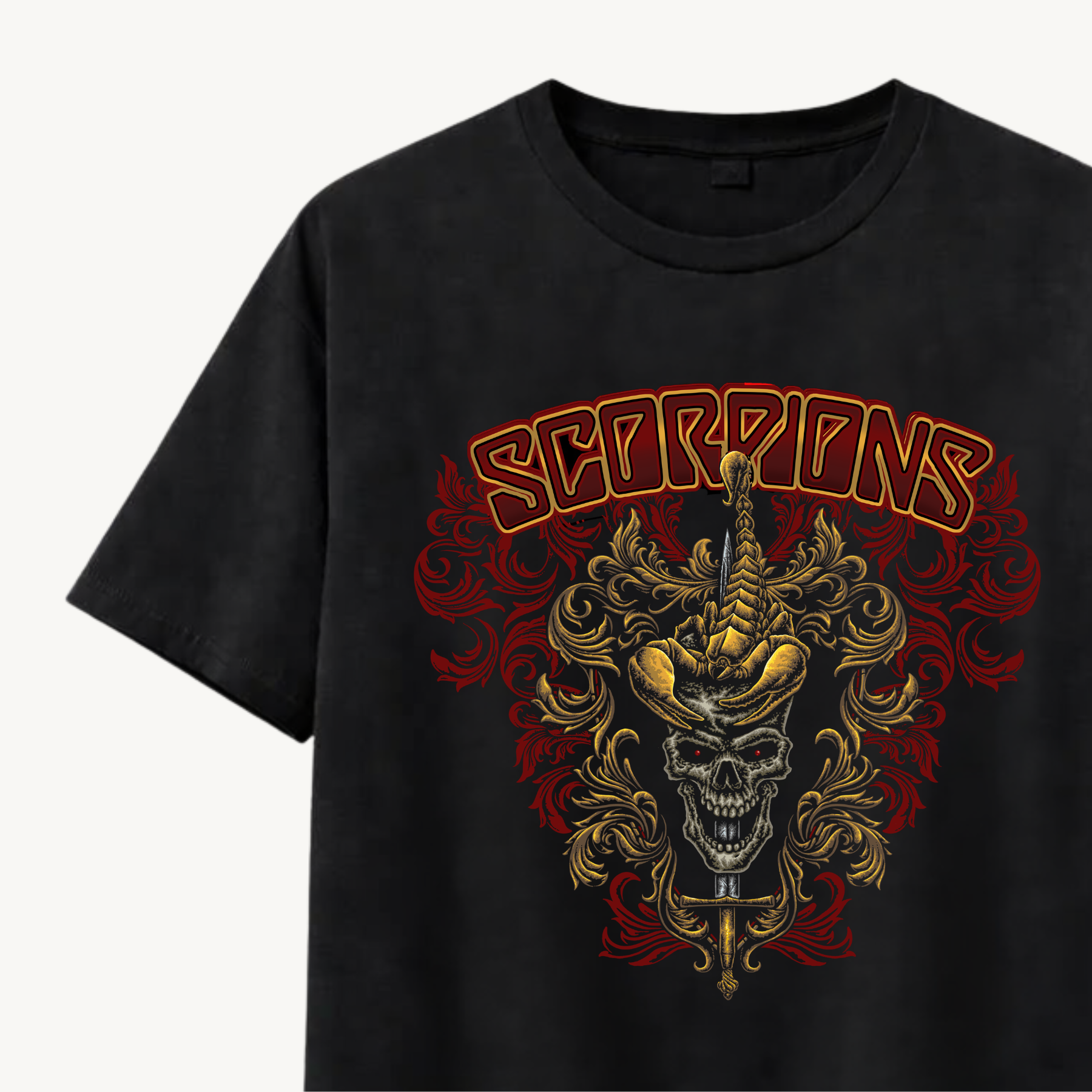 Scorpions Sting Skull Black Relaxed Tee
