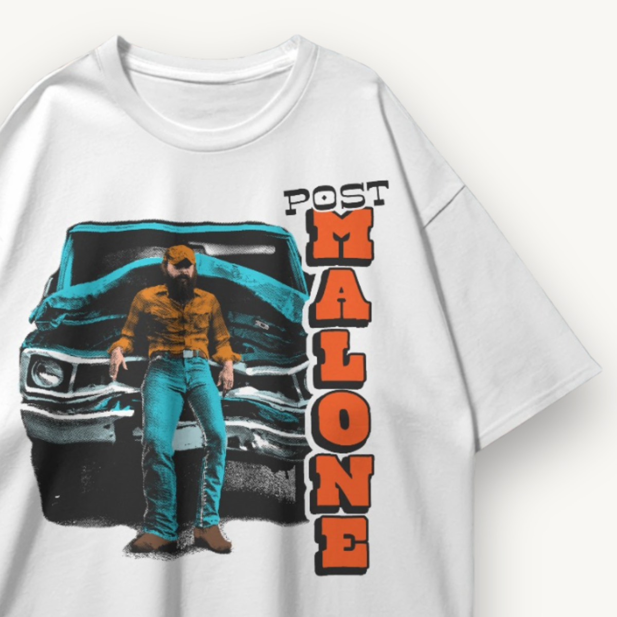 Post Malone Country Truck White Oversized Tee