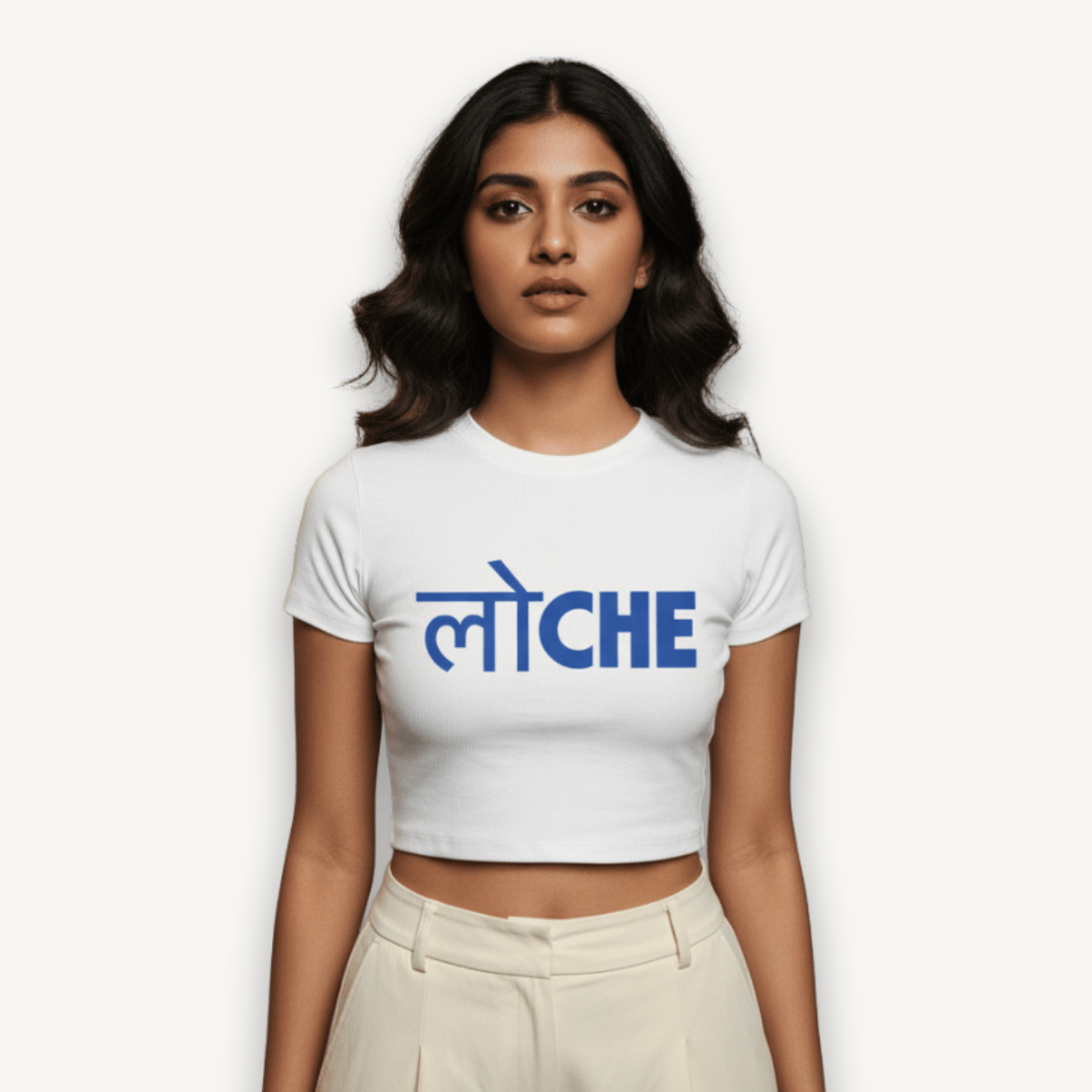 LOCHE White Crop Top