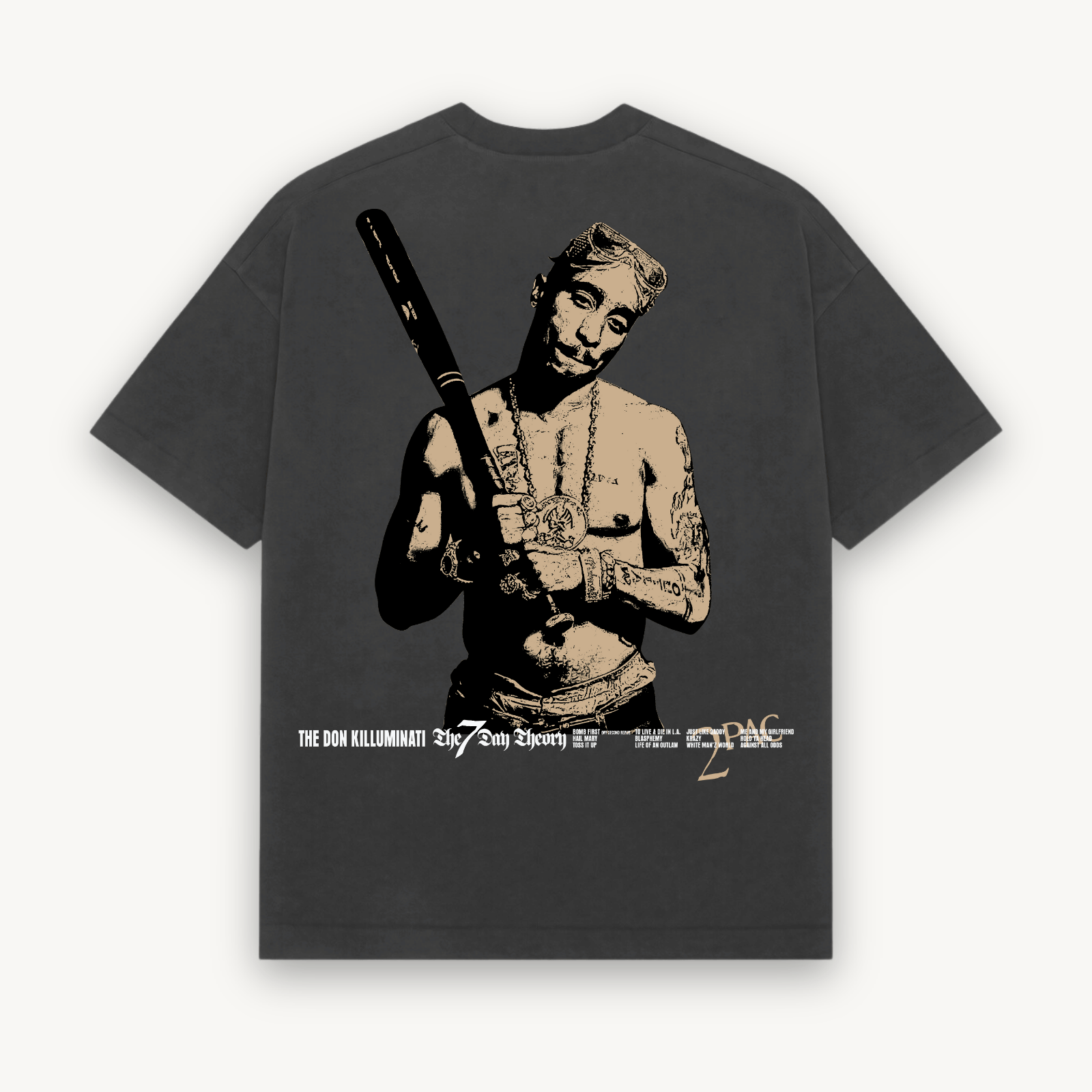 2Pac Bat Killuminati Black Relaxed Tee