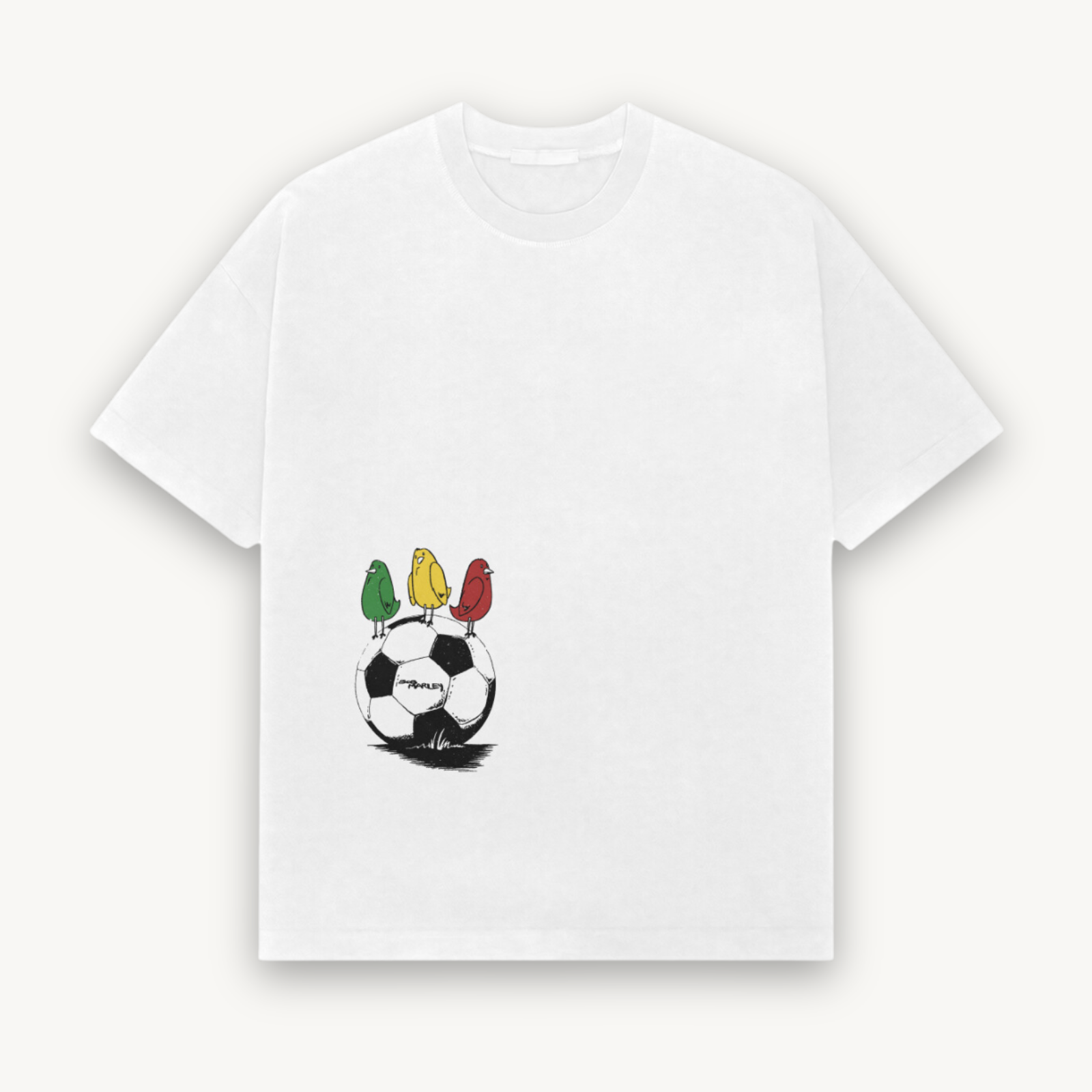 Bob Marley Soccer Birds White Relaxed Tee