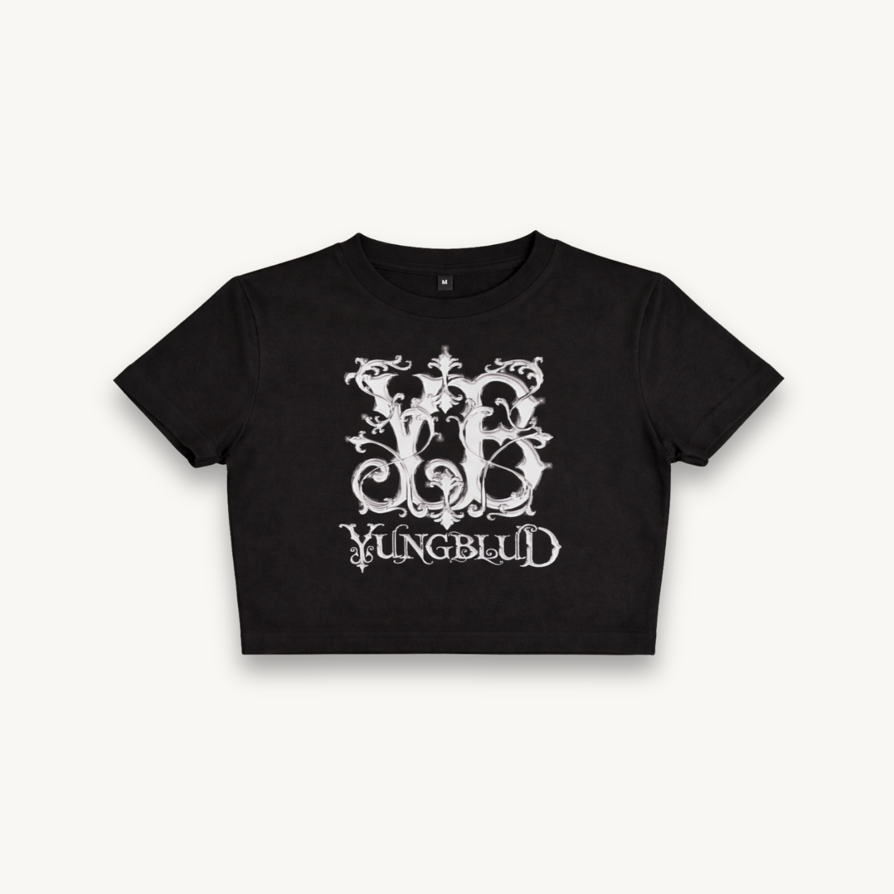 Yungblud AW Monogram Black Crop Top