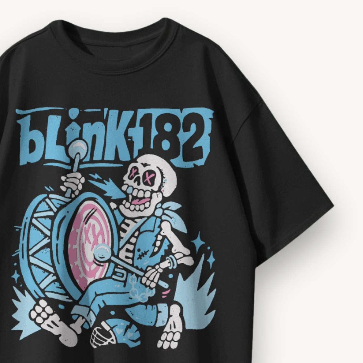 Blink-182 Blue Skeleton Edition Black Oversized Tee