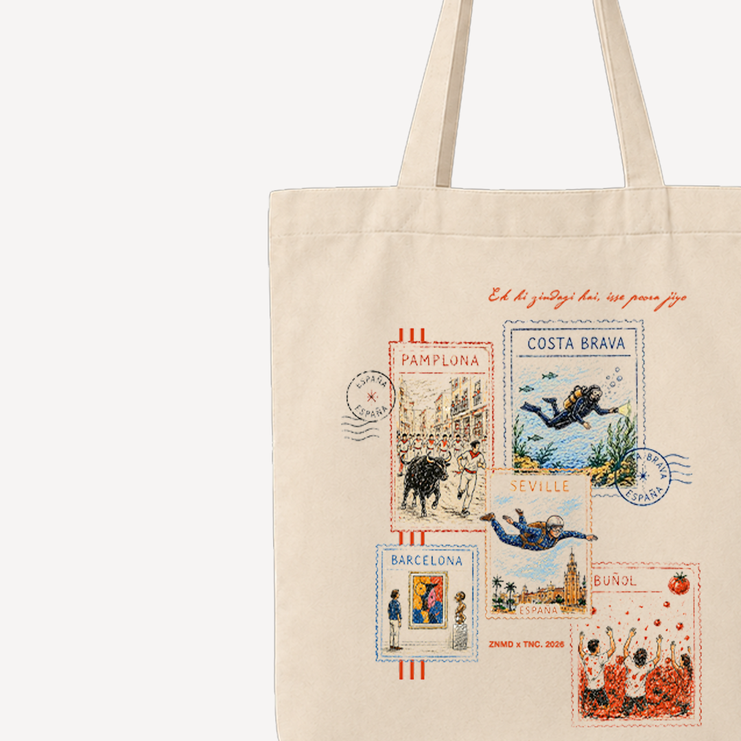 ZNMD Spain Postcards Beige Tote Bag