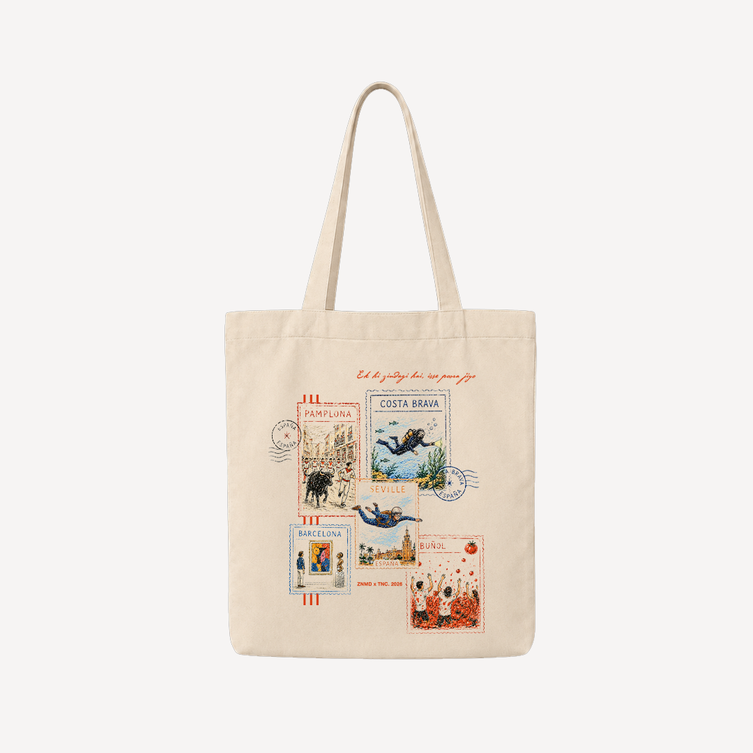 ZNMD Spain Postcards Beige Tote Bag