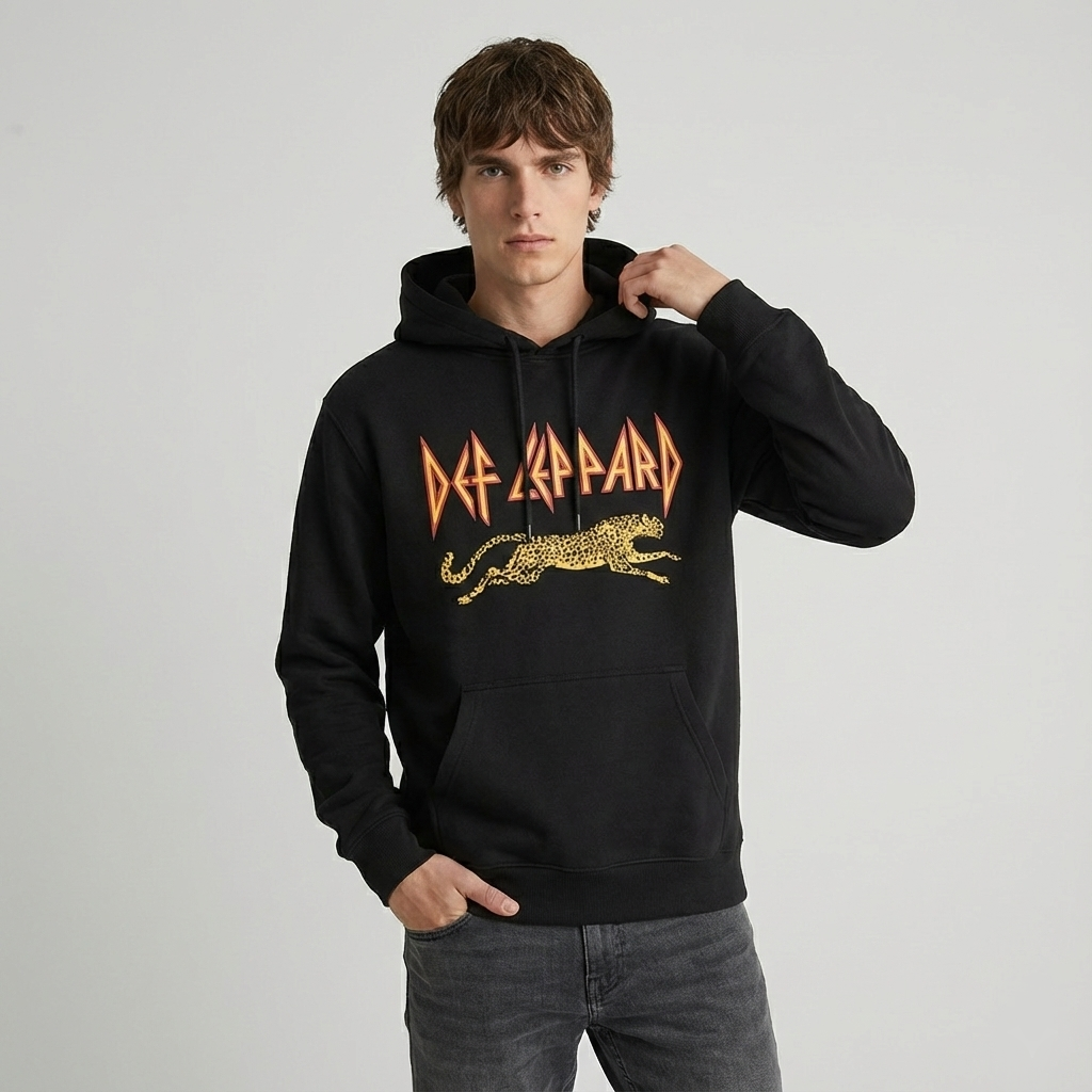 Def Leppard Leaping Leopard Black Hoodie