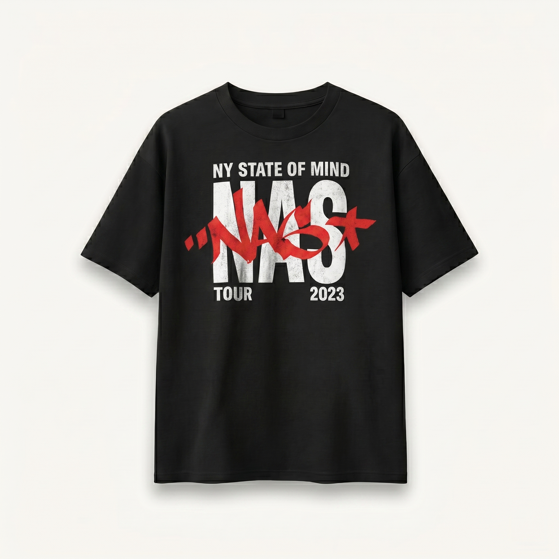 Nas NY State Of Mind Black Relaxed Tee front