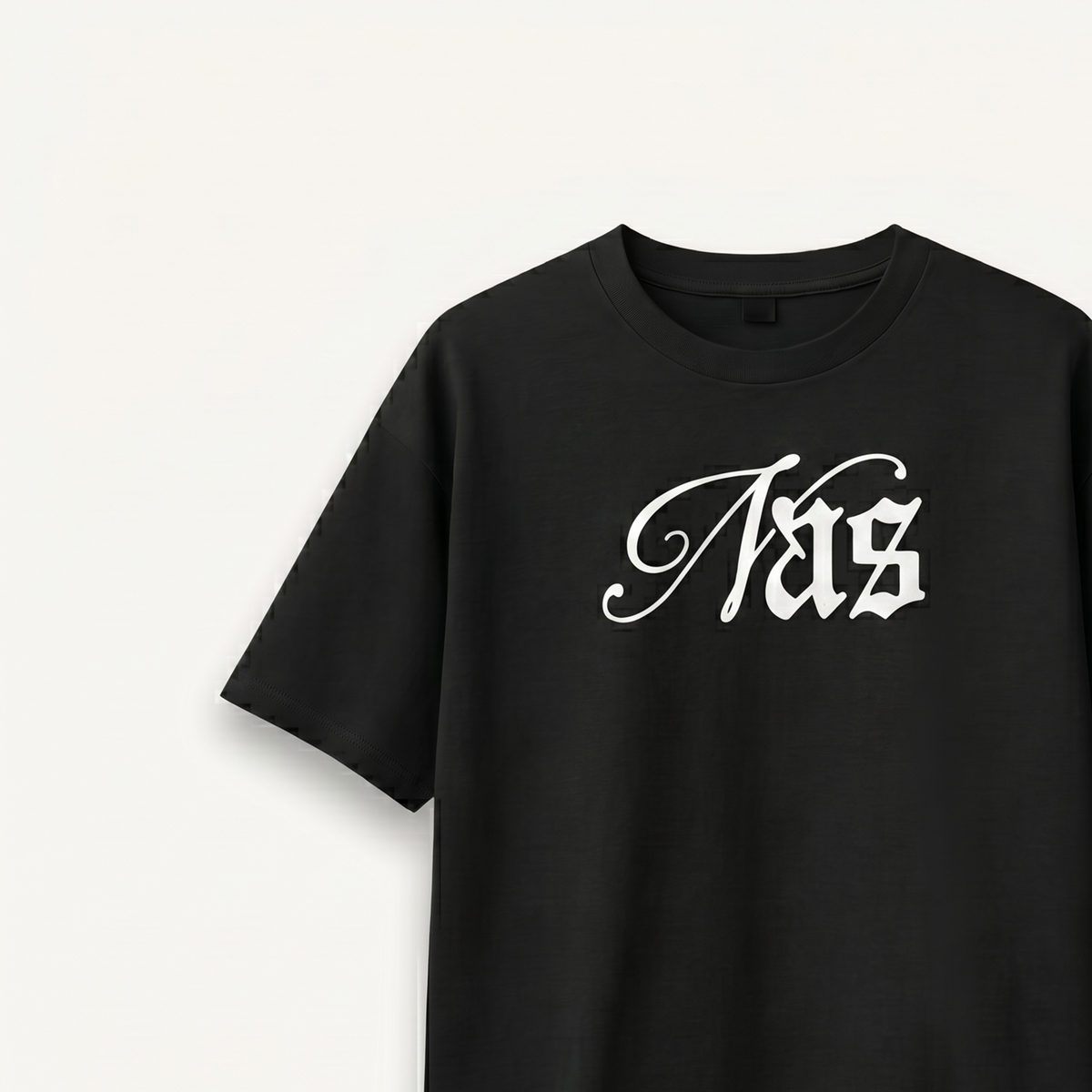 Nas God’s Son Black Relaxed Tee front close-up