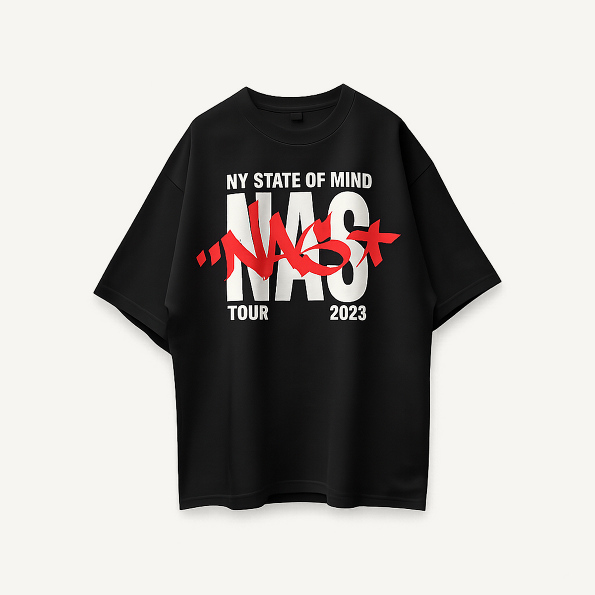 Nas NY State Of Mind Black Oversized Tee