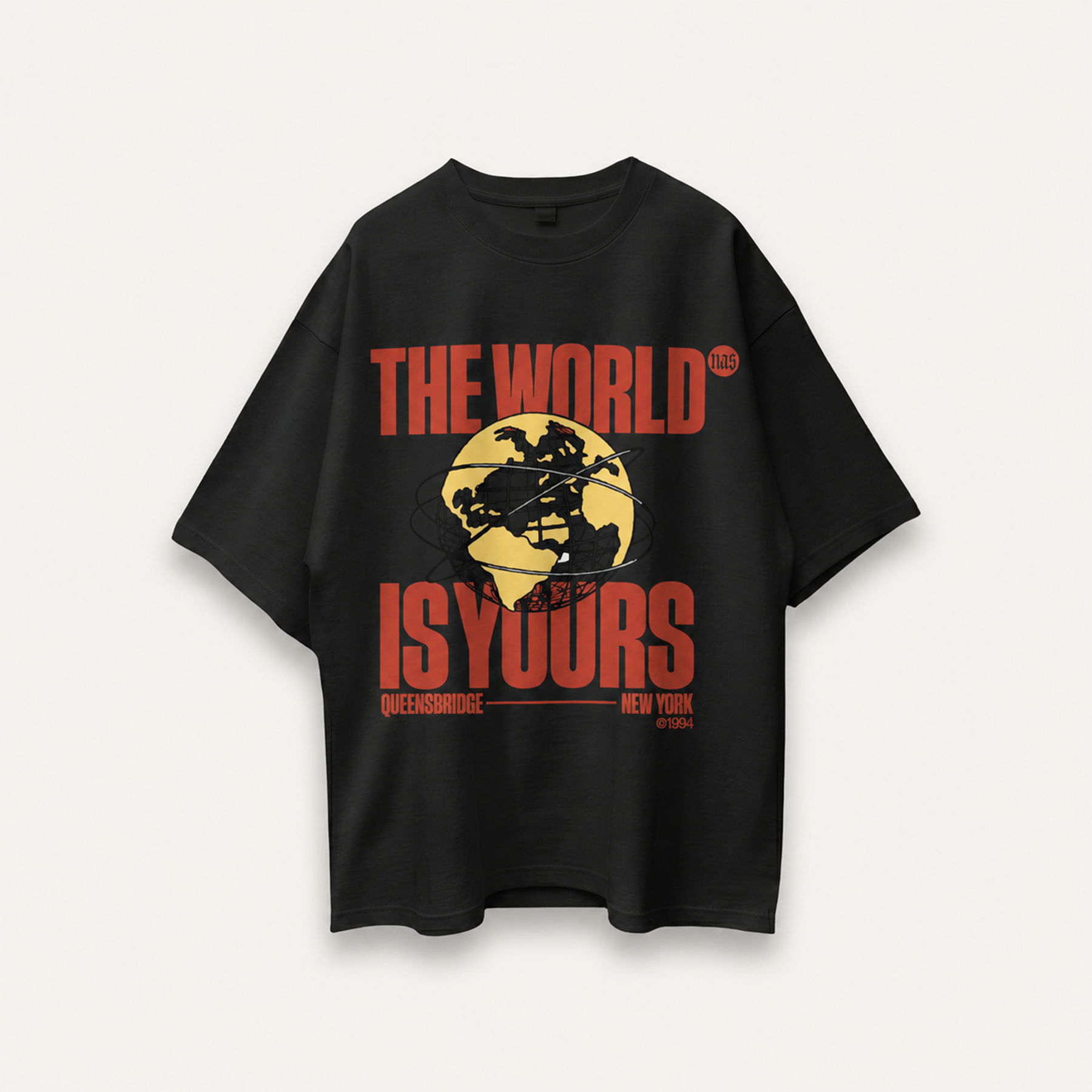 Nas The World Is Yours Black Oversized Tee