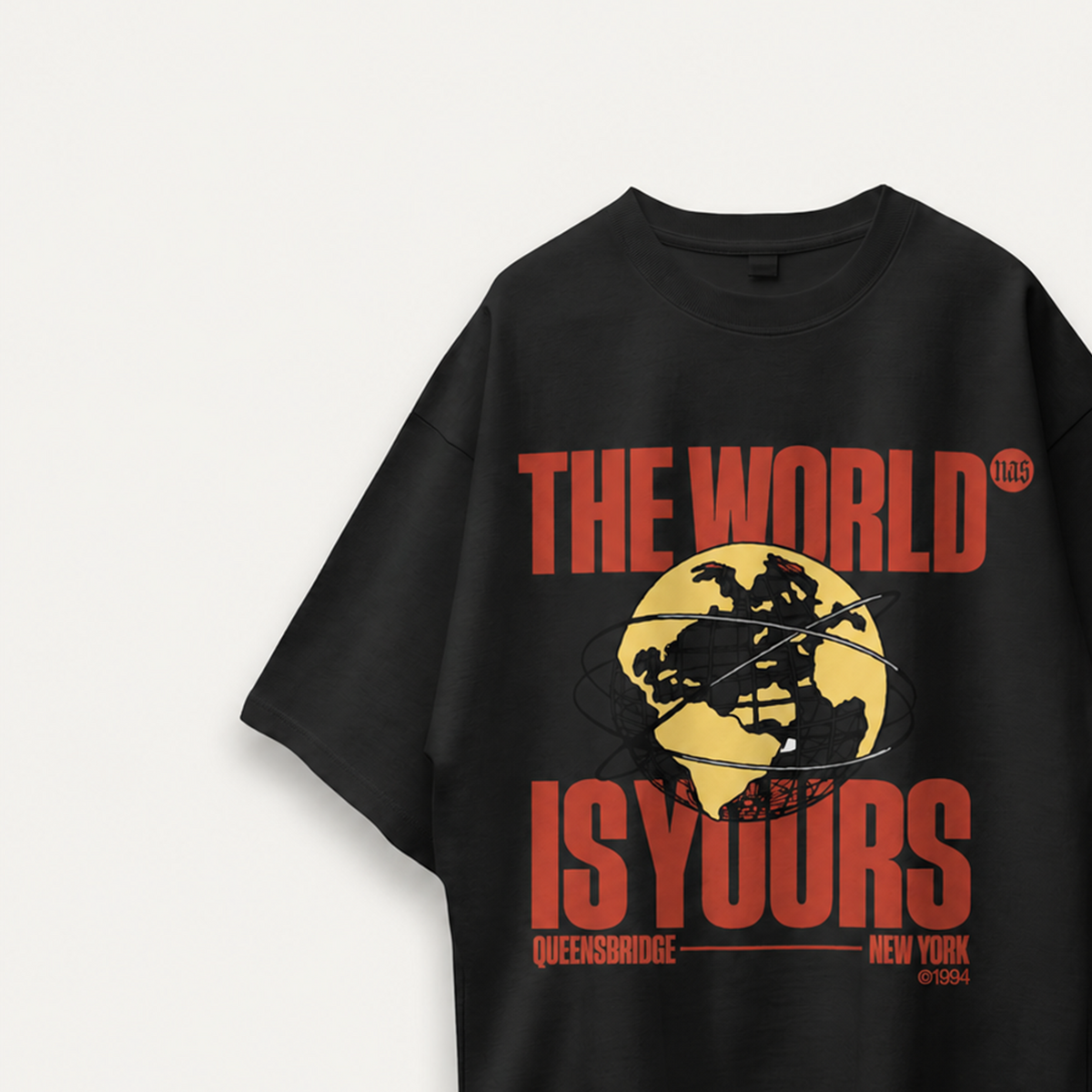 Nas The World Is Yours Black Oversized Tee