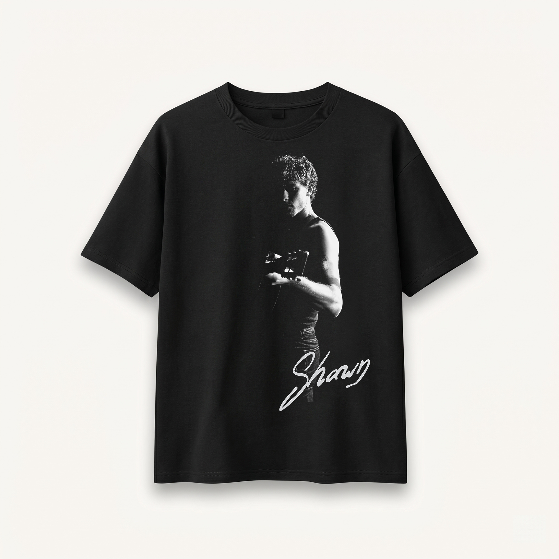 Shawn Mendes Signature Portrait Black Relaxed Tee front