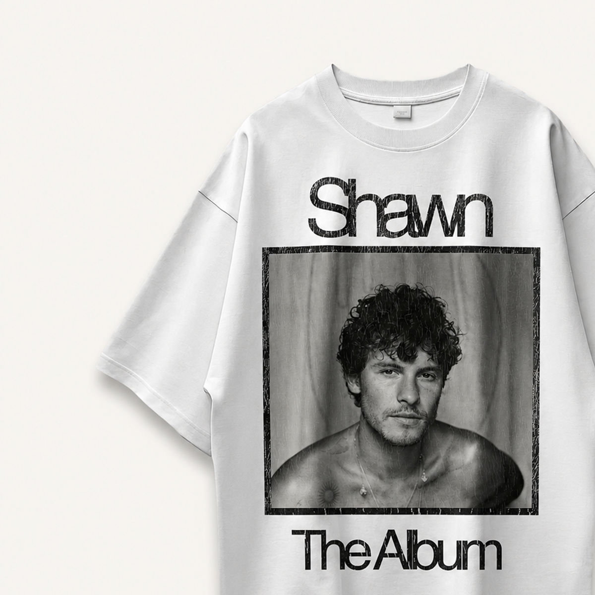 Shawn Mendes Shawn The Album White Oversized Tee close-up