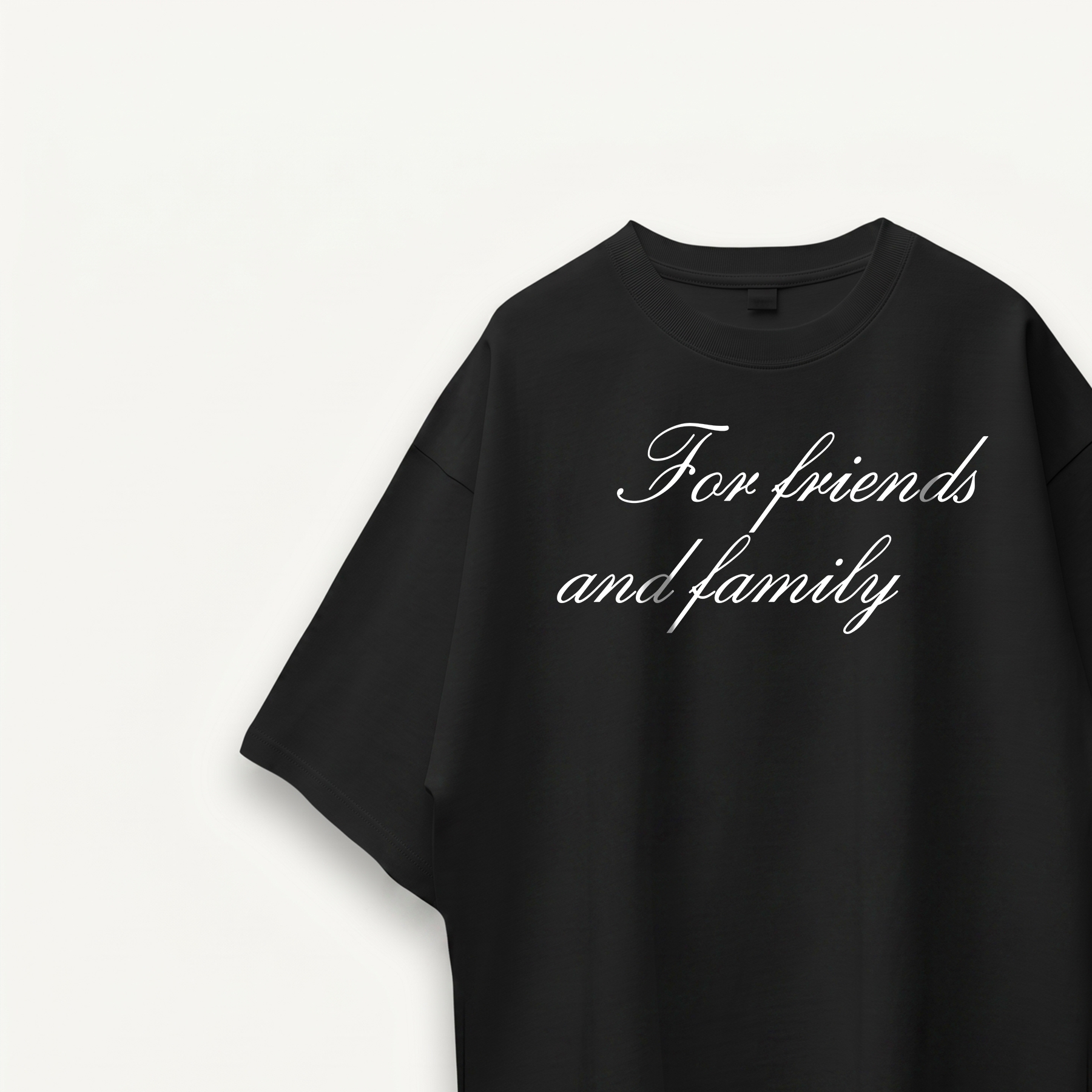 Shawn Mendes For Friends And Family Script Black Oversized Tee close-up