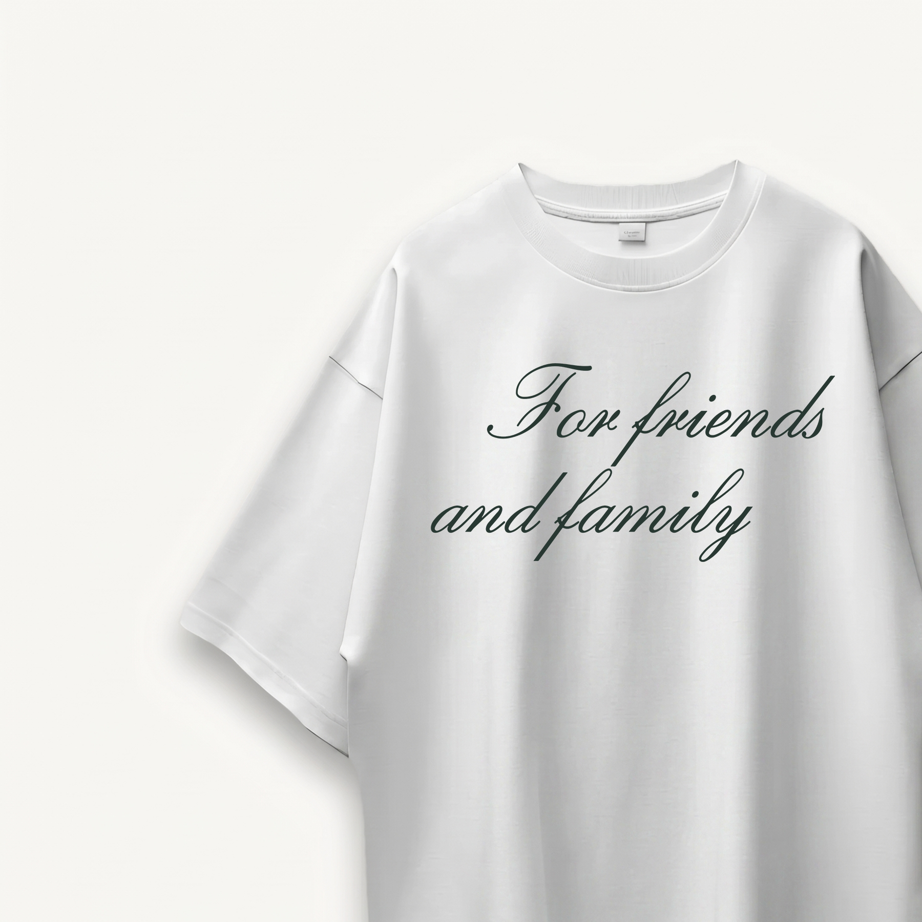 Shawn Mendes For Friends And Family Script White Oversized Tee close-up