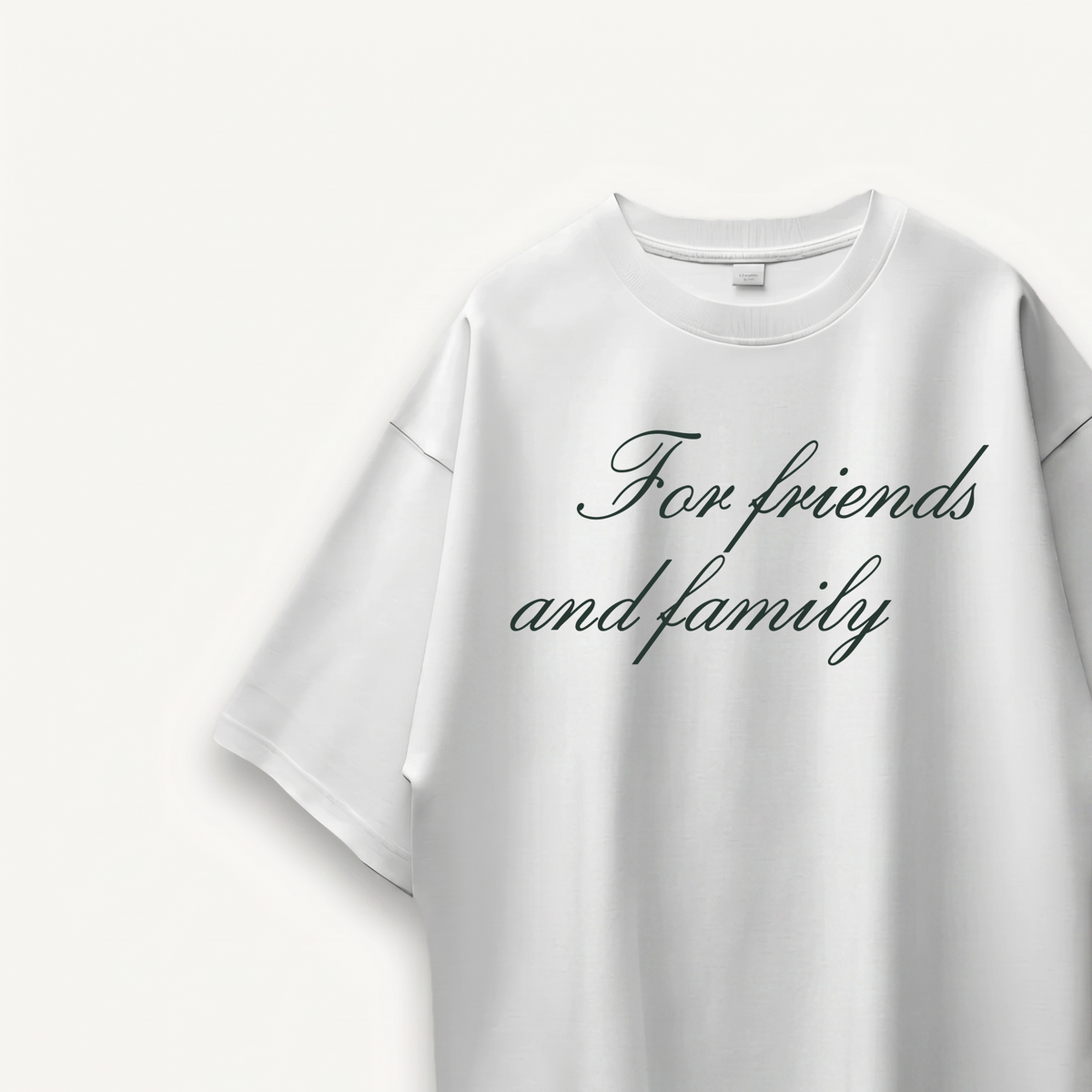 Shawn Mendes For Friends And Family Script White Oversized Tee close-up