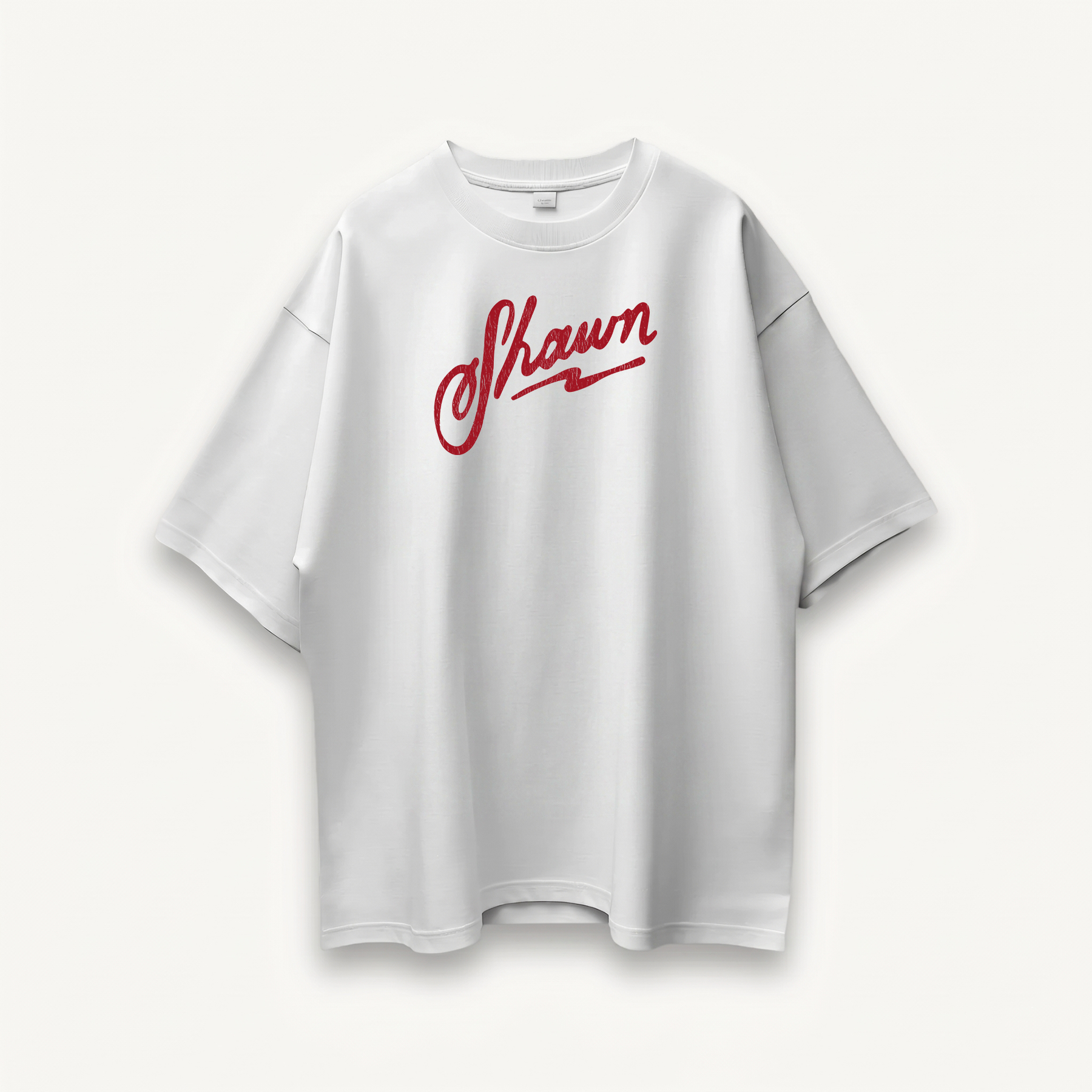 Shawn Mendes Shawn Script Logo White Oversized Tee front