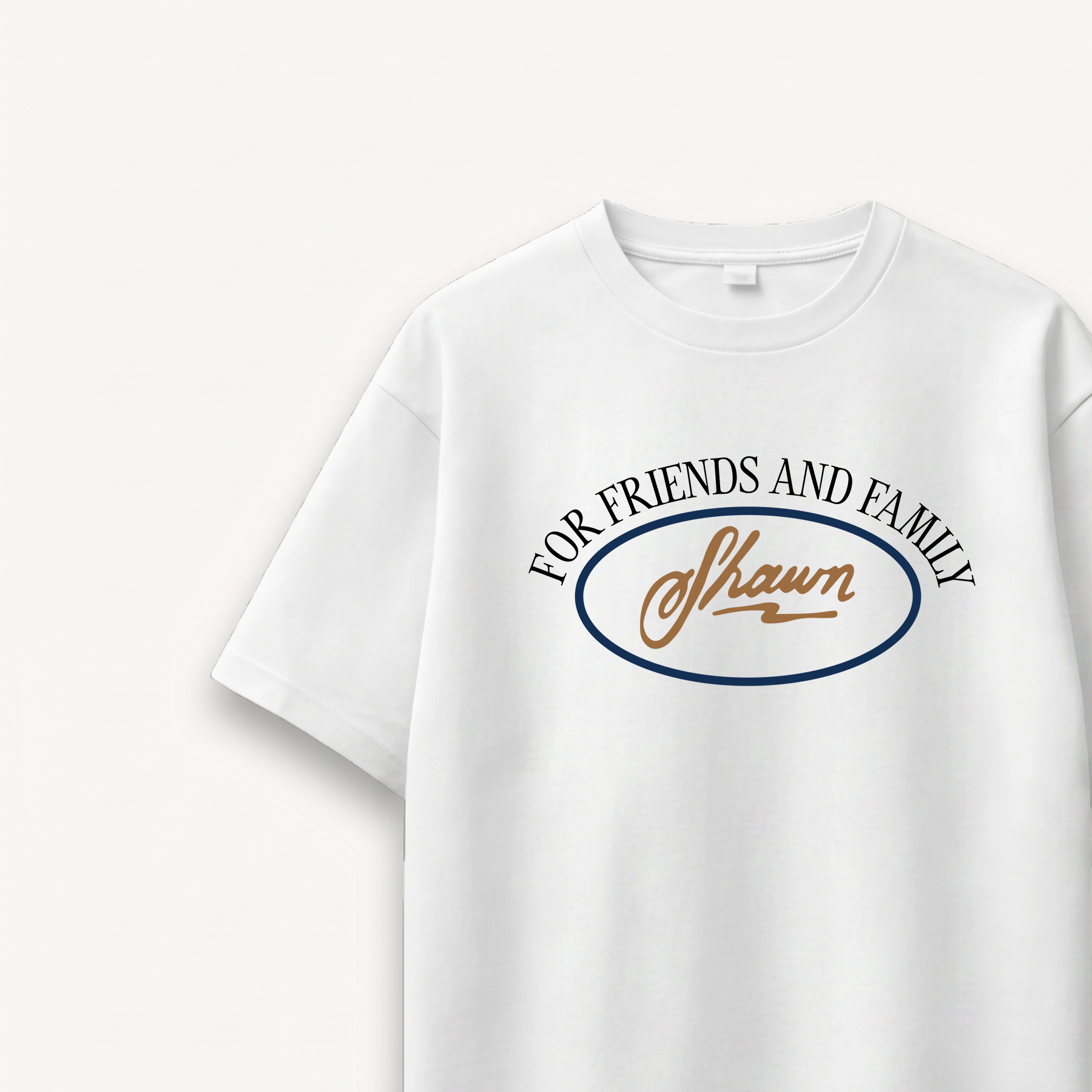 Shawn Mendes For Friends And Family Oval White Relaxed Tee close-up