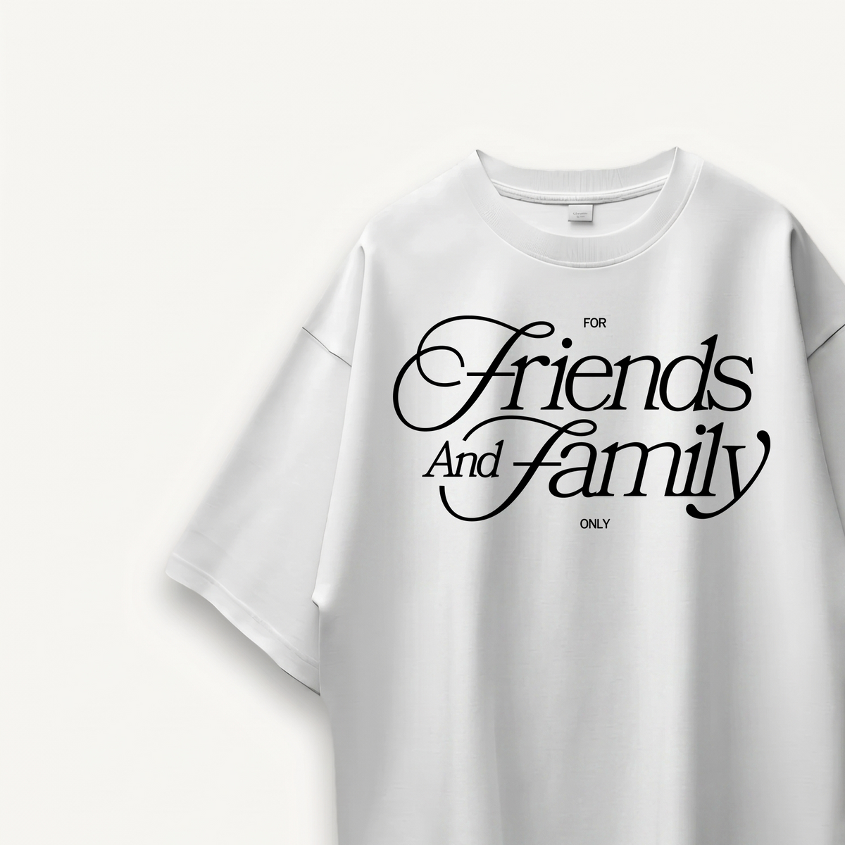 Shawn Mendes Friends And Family Only White Oversized Tee close-up