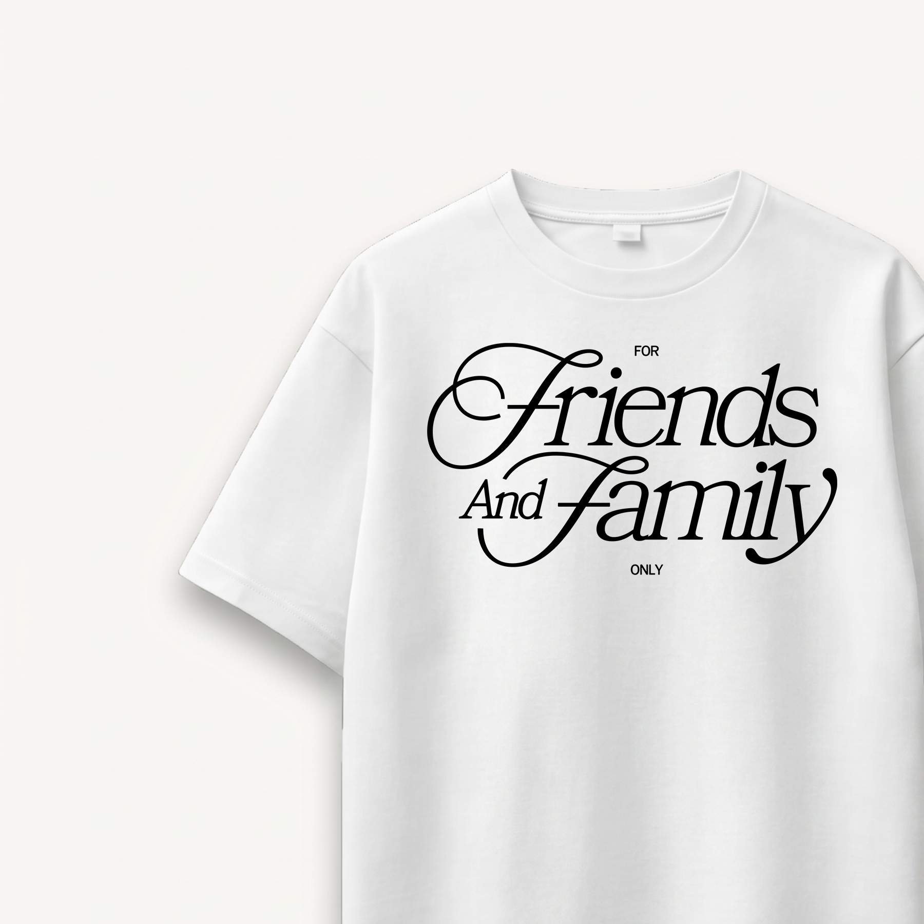 Shawn Mendes Friends And Family Only White Relaxed Tee close-up