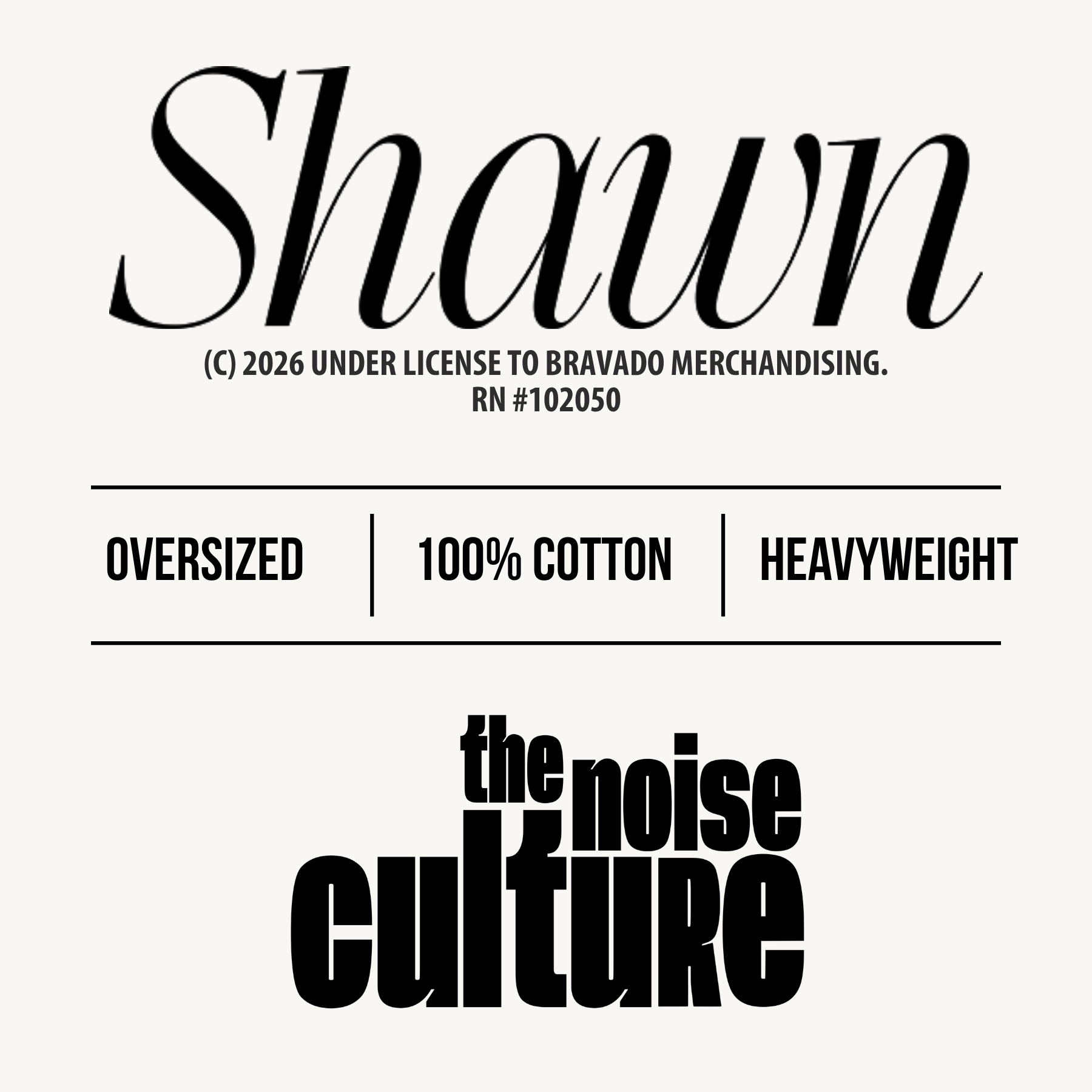 Shawn Mendes official merchandise: oversized fit, 100% cotton, heavyweight