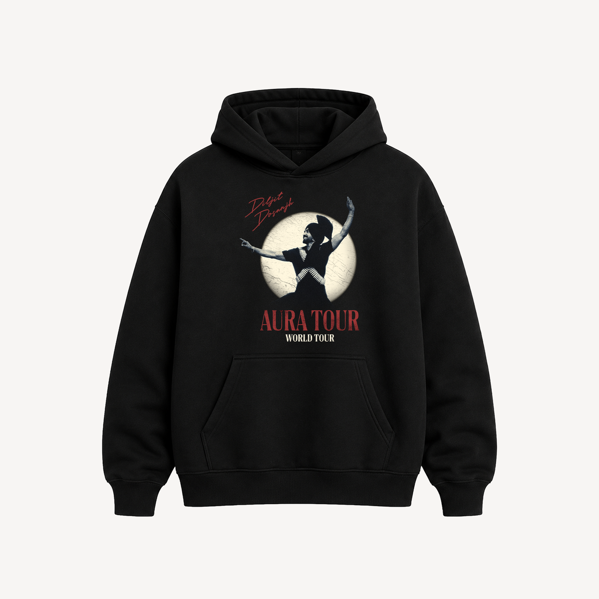 Diljit Dosanjh Aura Tour Spotlight Black Hoodie front