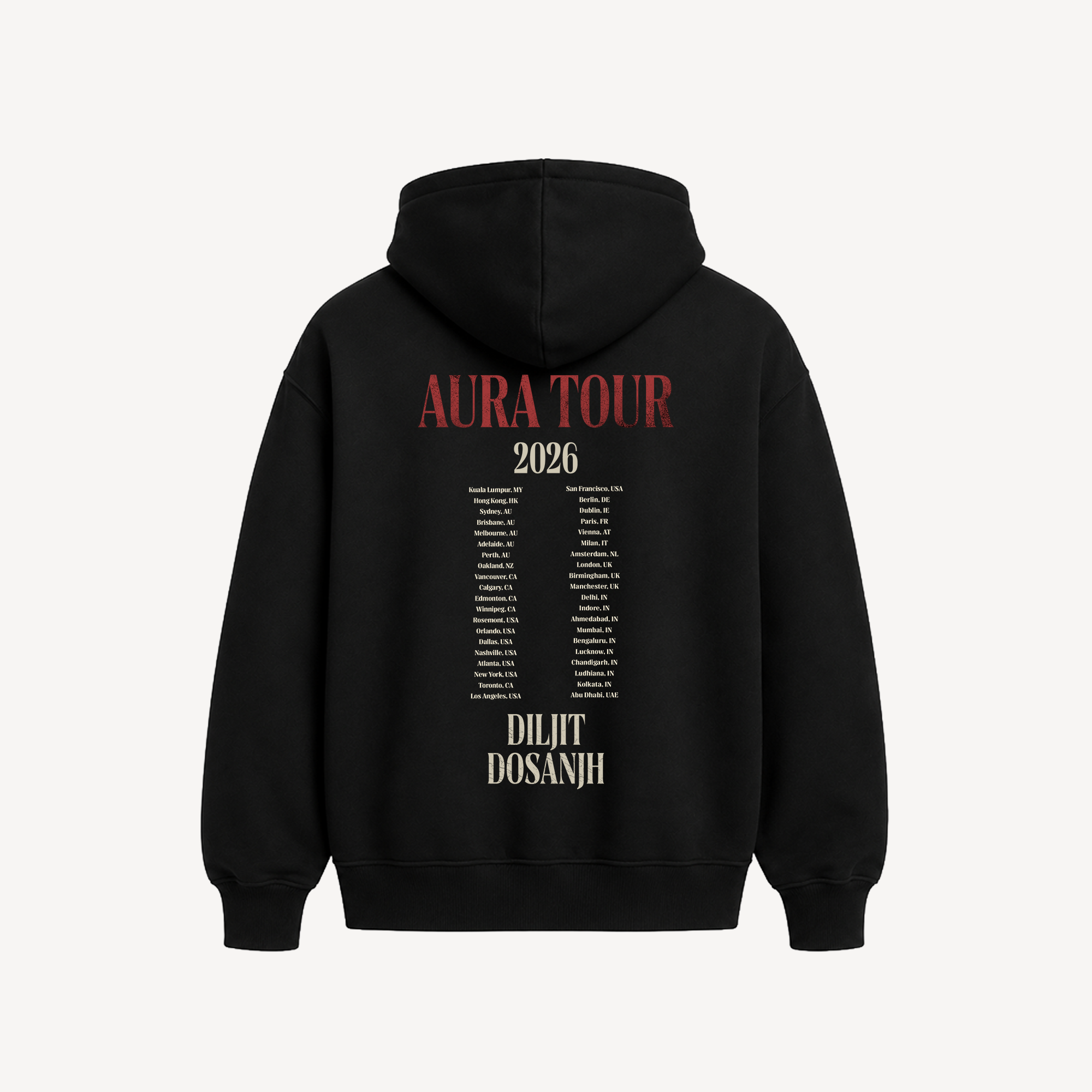 Diljit Dosanjh Aura Tour Spotlight Black Hoodie back