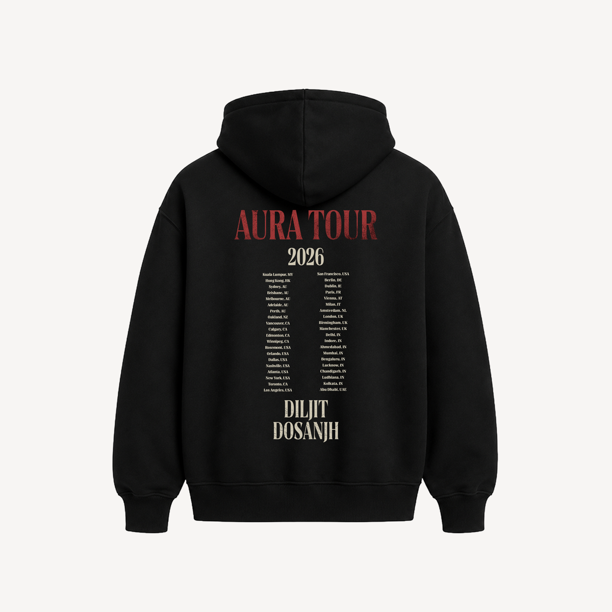 Diljit Dosanjh Aura Tour Spotlight Black Hoodie back