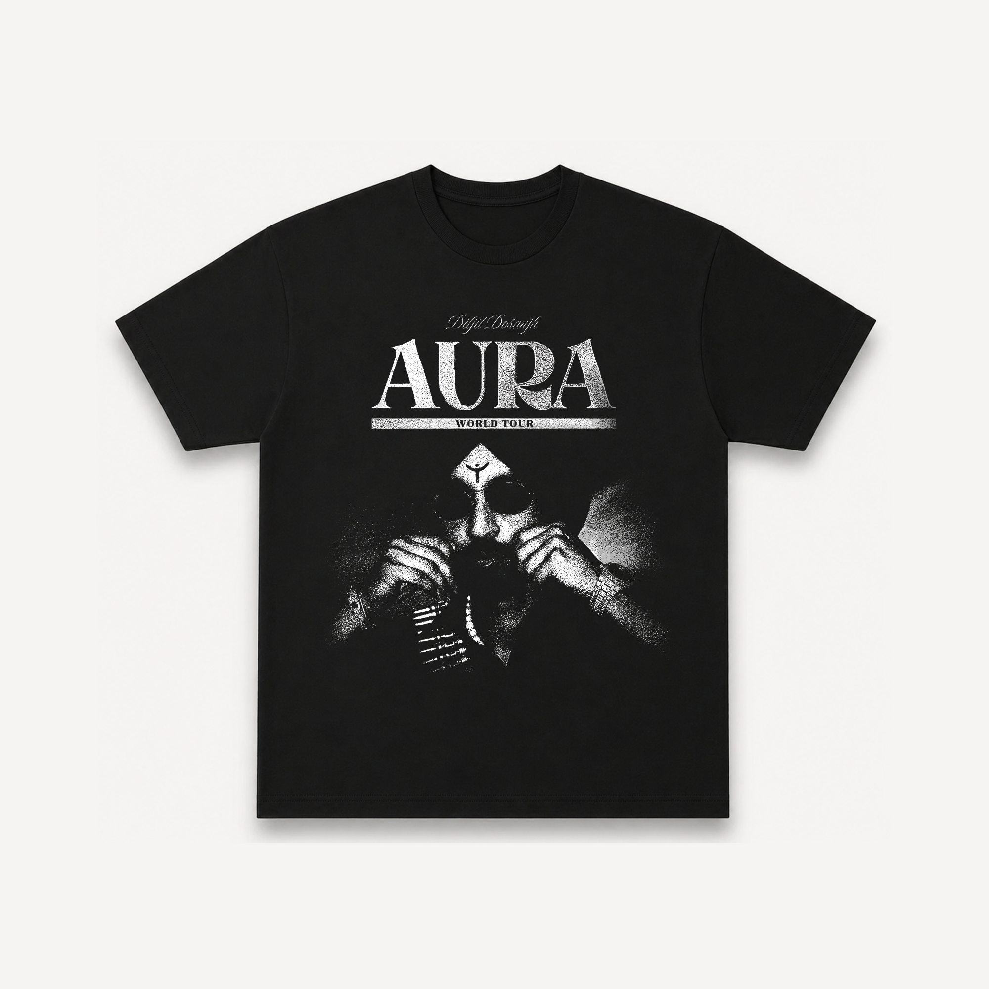 Diljit Dosanjh Aura World Tour Black Regular Tee front